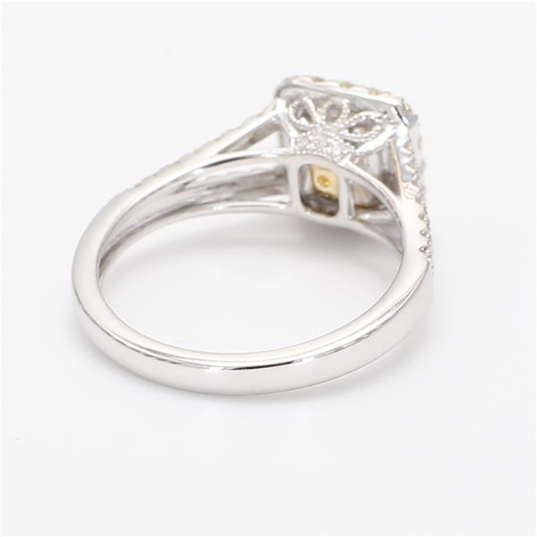 GIA Certified Natural Yellow Cushion and White Diamond 1.52 Carat TW Gold Ring