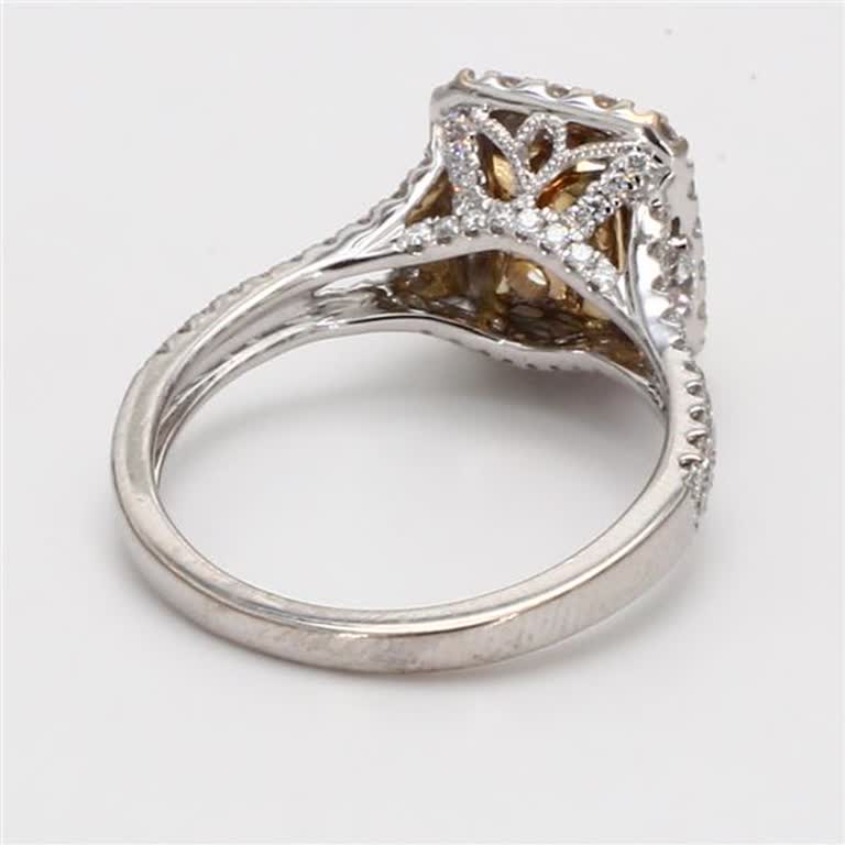 GIA Certified Natural Yellow Radiant and White Diamond 2.55 Carat TW Gold Ring