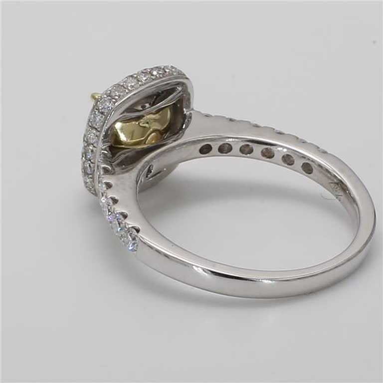 GIA Certified Natural Yellow Cushion and White Diamond 2.51 Carat TW Gold Ring