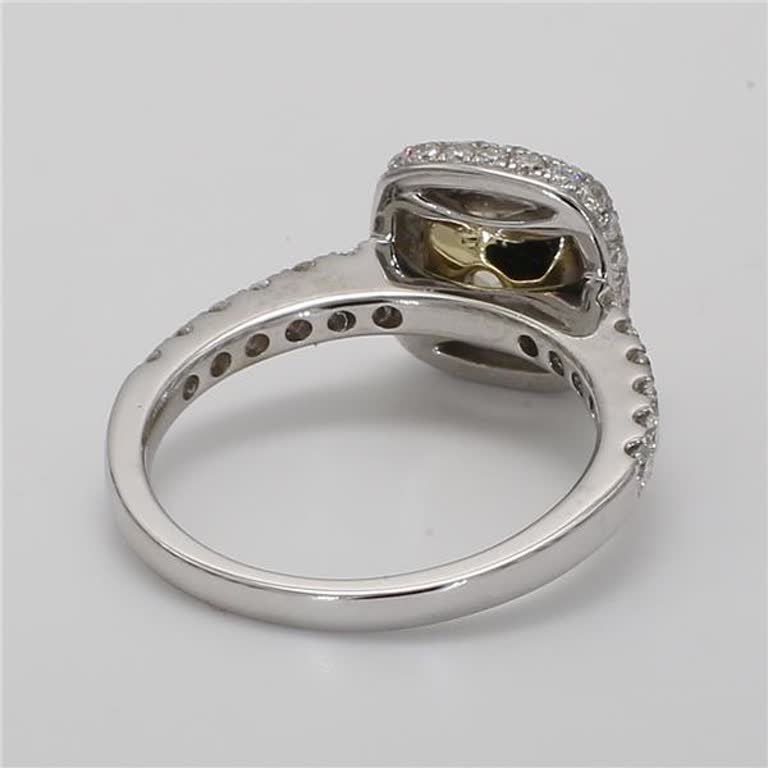 GIA Certified Natural Yellow Cushion and White Diamond 2.51 Carat TW Gold Ring
