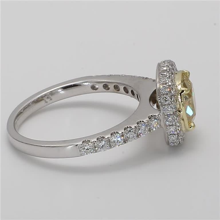 GIA Certified Natural Yellow Cushion and White Diamond 2.51 Carat TW Gold Ring