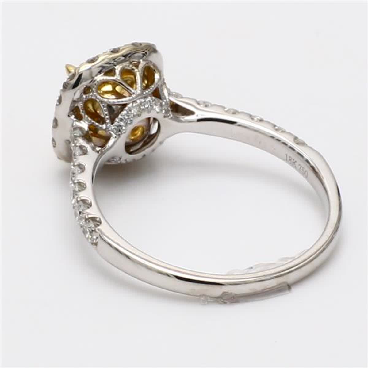 GIA Certified Natural Yellow Cushion and White Diamond 2.14 Carat TW Gold Ring