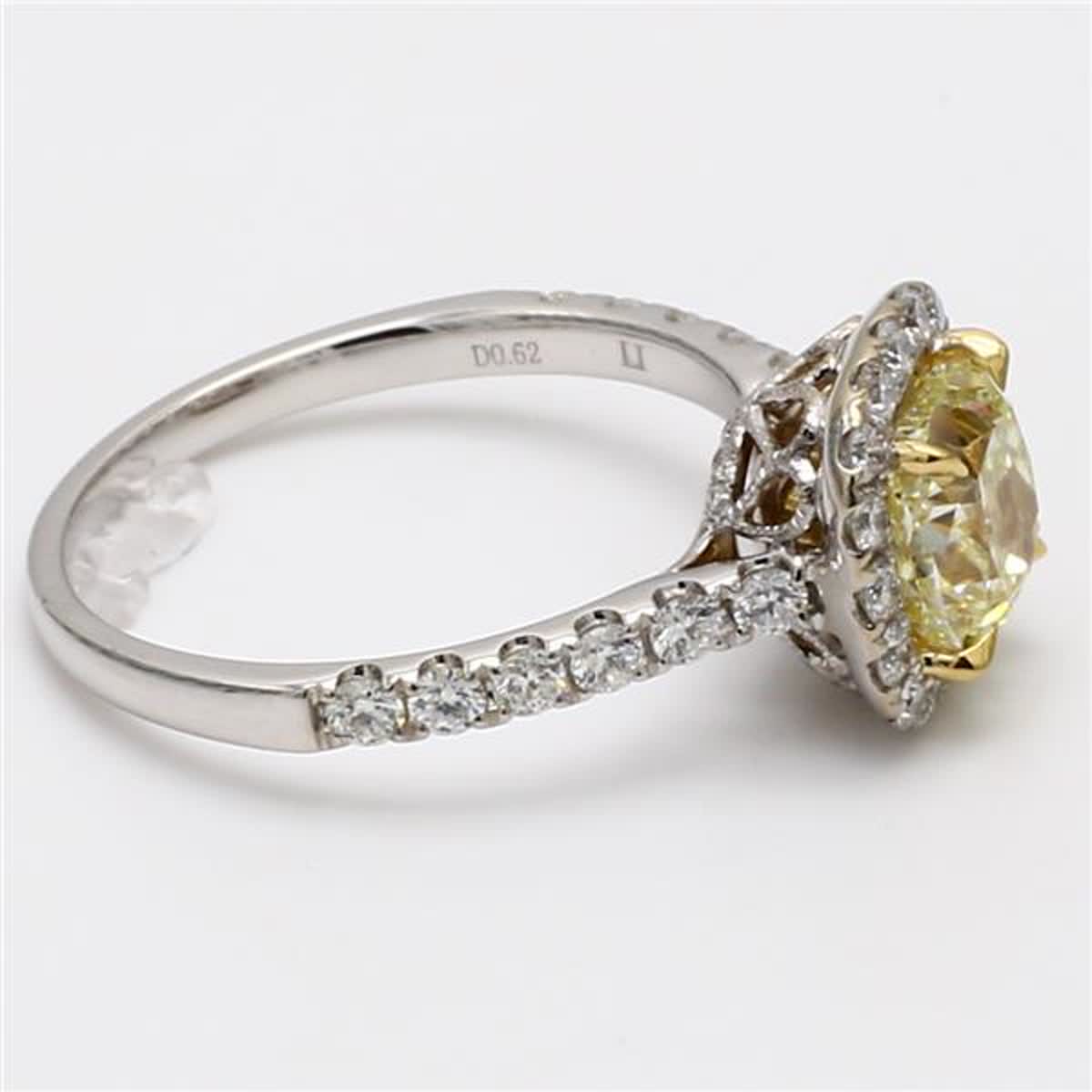 GIA Certified Natural Yellow Cushion and White Diamond 2.14 Carat TW Gold Ring