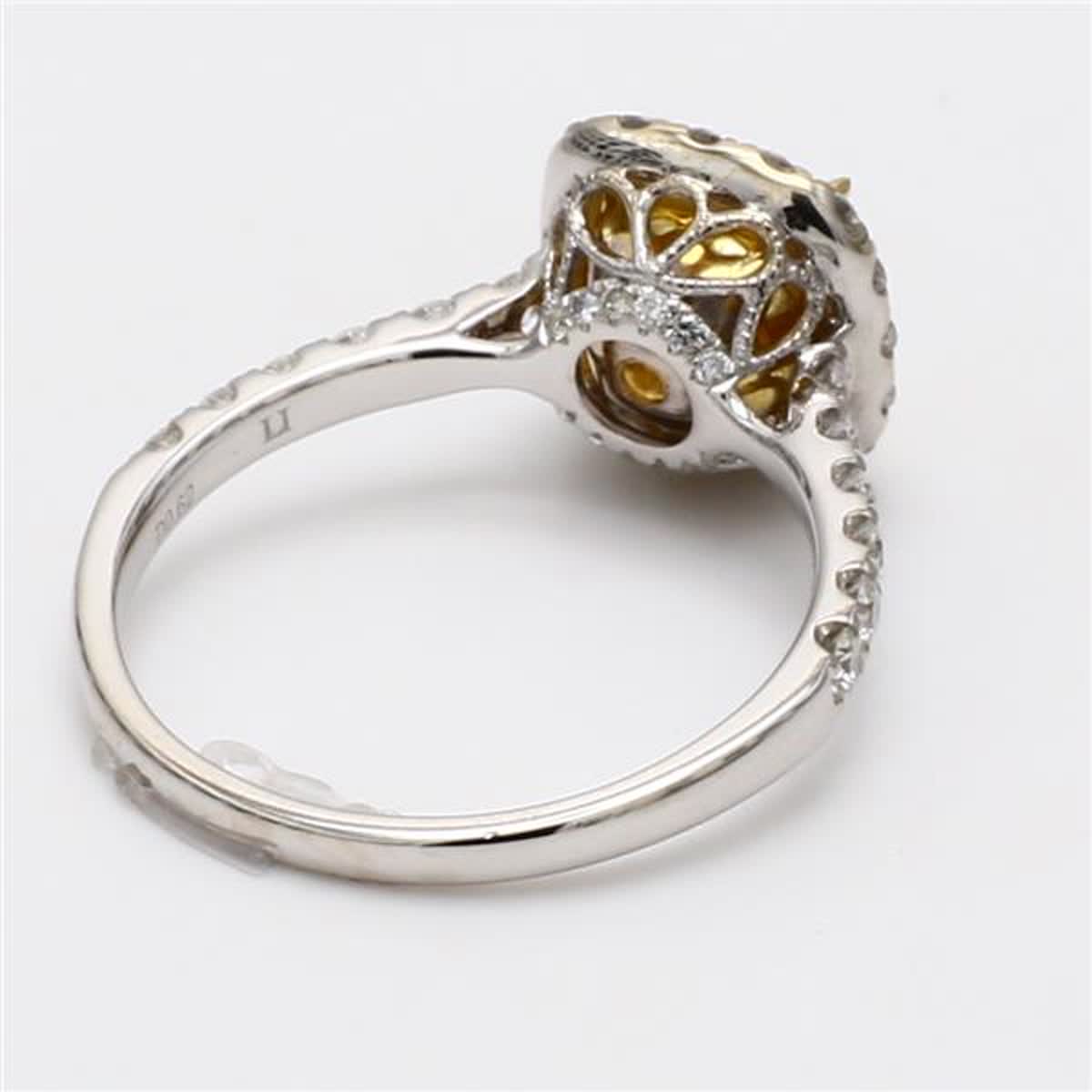 GIA Certified Natural Yellow Cushion and White Diamond 2.14 Carat TW Gold Ring