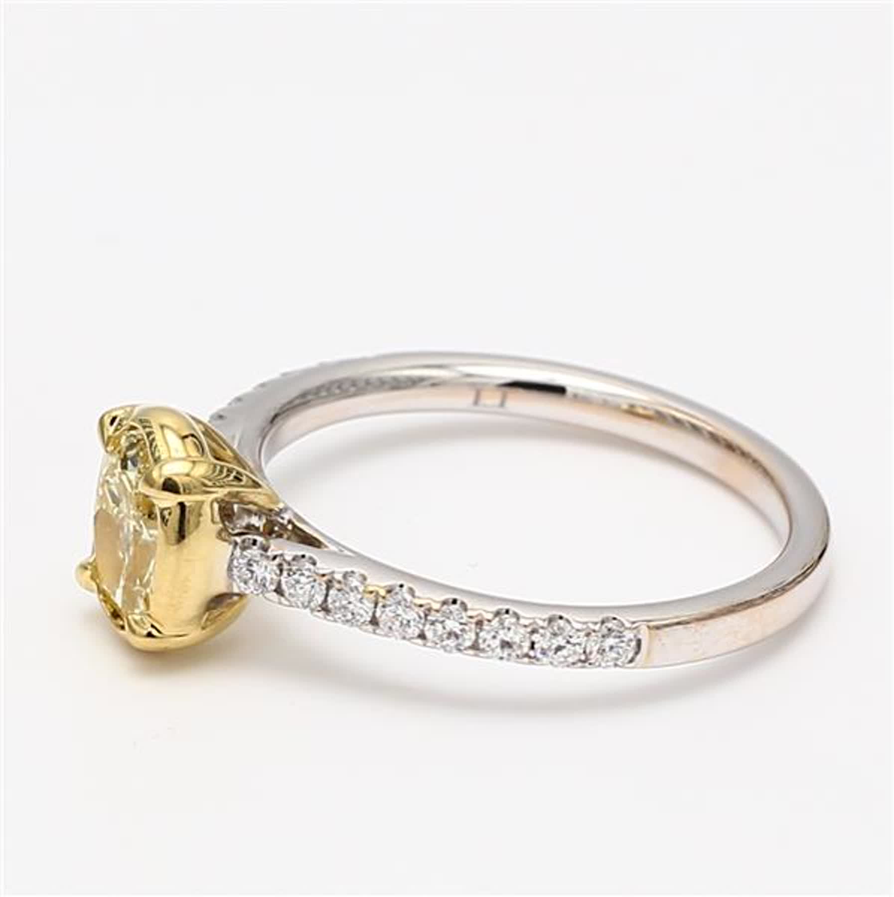 Natural Yellow Oval and White Diamond 1.55 Carat TW Gold Cocktail Ring