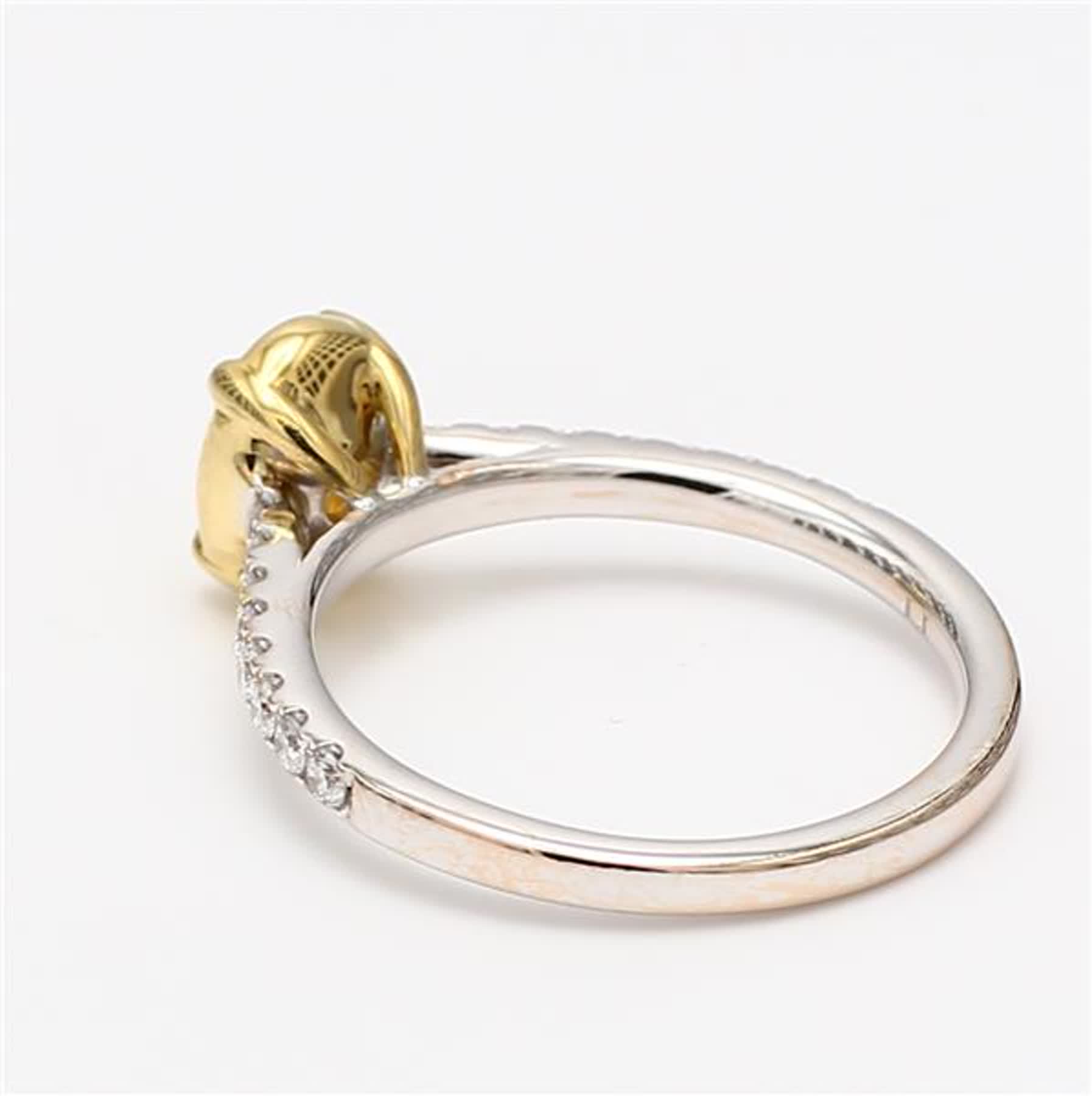 Natural Yellow Oval and White Diamond 1.55 Carat TW Gold Cocktail Ring