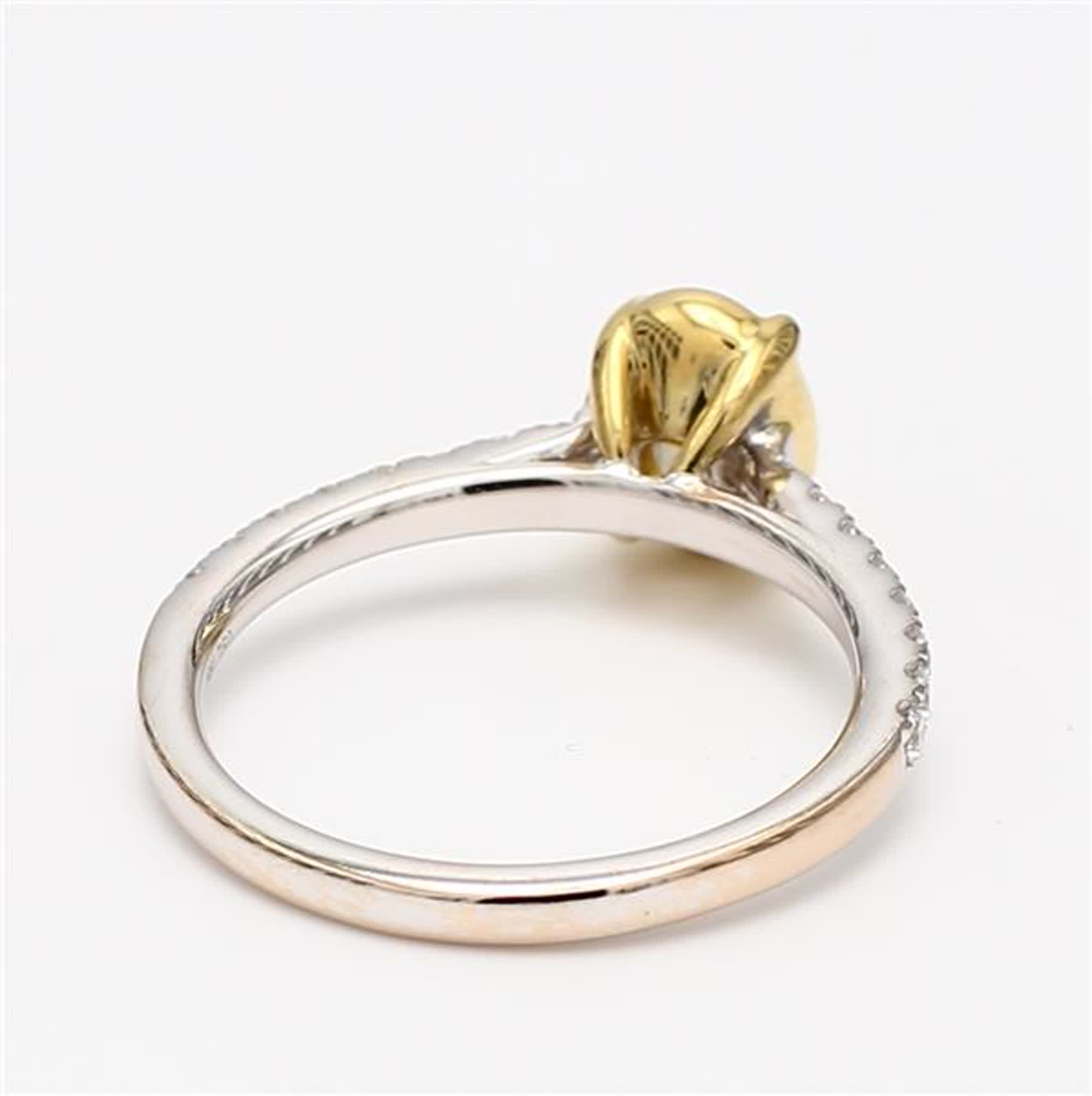 Natural Yellow Oval and White Diamond 1.55 Carat TW Gold Cocktail Ring
