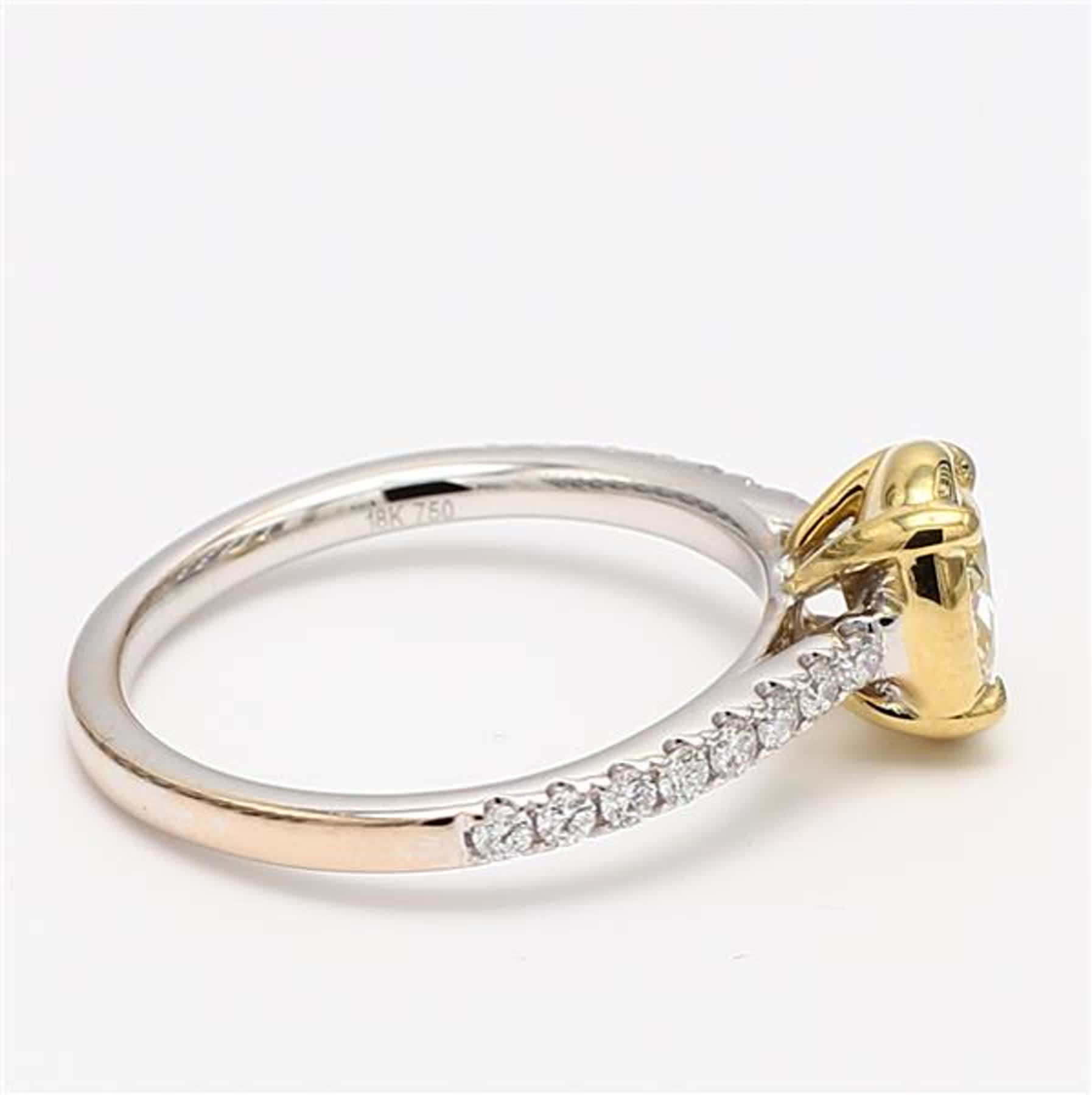 Natural Yellow Oval and White Diamond 1.55 Carat TW Gold Cocktail Ring