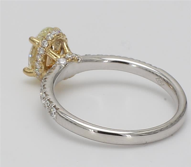 Natural Yellow Oval and White Diamond 1.42 Carat TW Gold Cocktail Ring