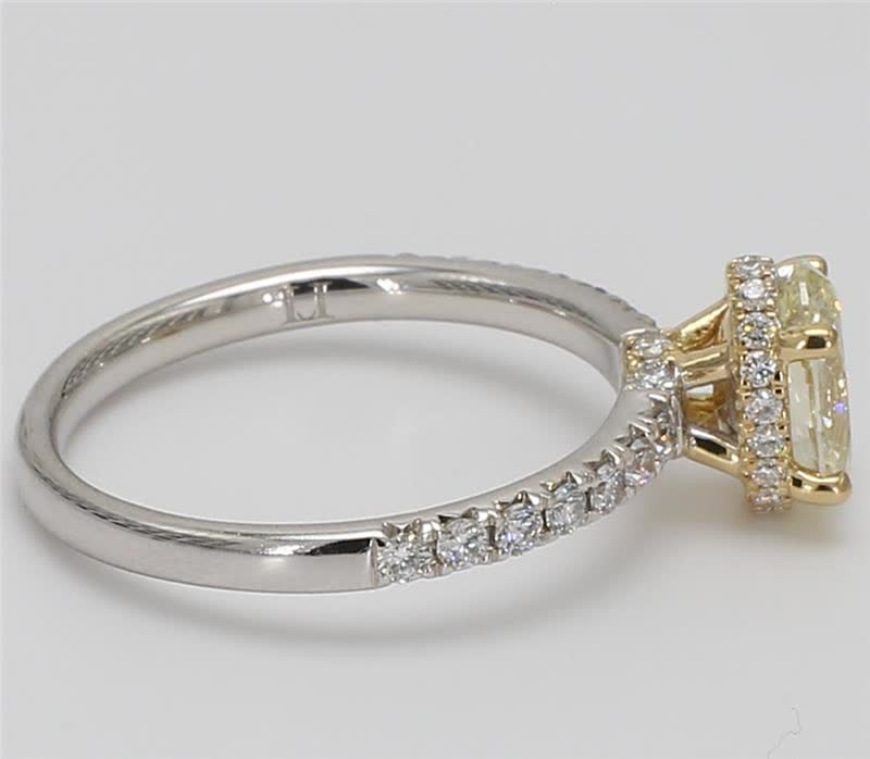 Natural Yellow Oval and White Diamond 1.42 Carat TW Gold Cocktail Ring