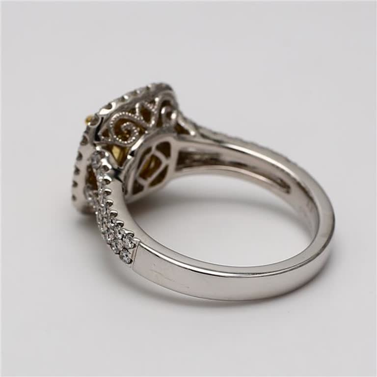GIA Certified Natural Yellow Cushion and White Diamond 1.76 Carat TW Plat Ring