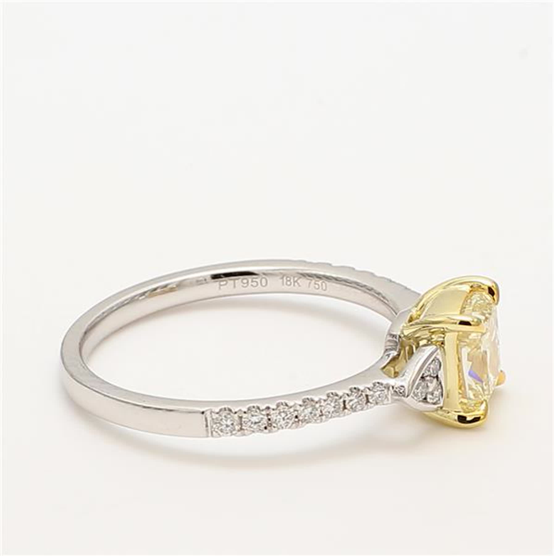 GIA Certified Natural Yellow Cushion and White Diamond 1.29 Carat TW Plat Ring