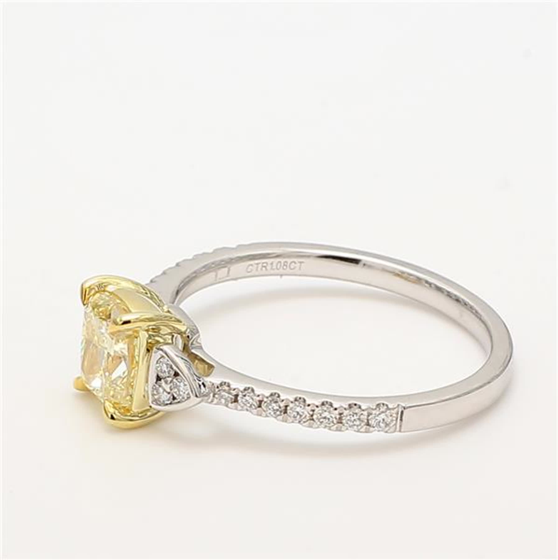 GIA Certified Natural Yellow Cushion and White Diamond 1.29 Carat TW Plat Ring