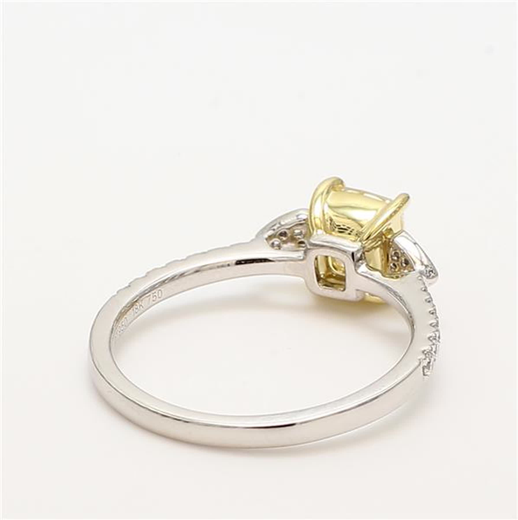 GIA Certified Natural Yellow Cushion and White Diamond 1.29 Carat TW Plat Ring