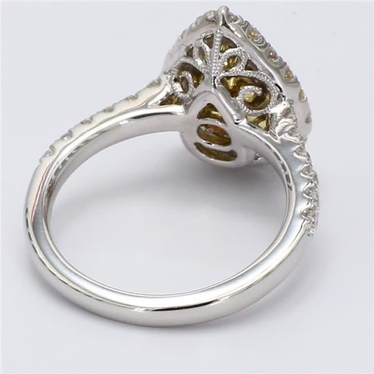 GIA Certified Natural Orange Pear and White Diamond 2.28 Carat TW Gold Ring