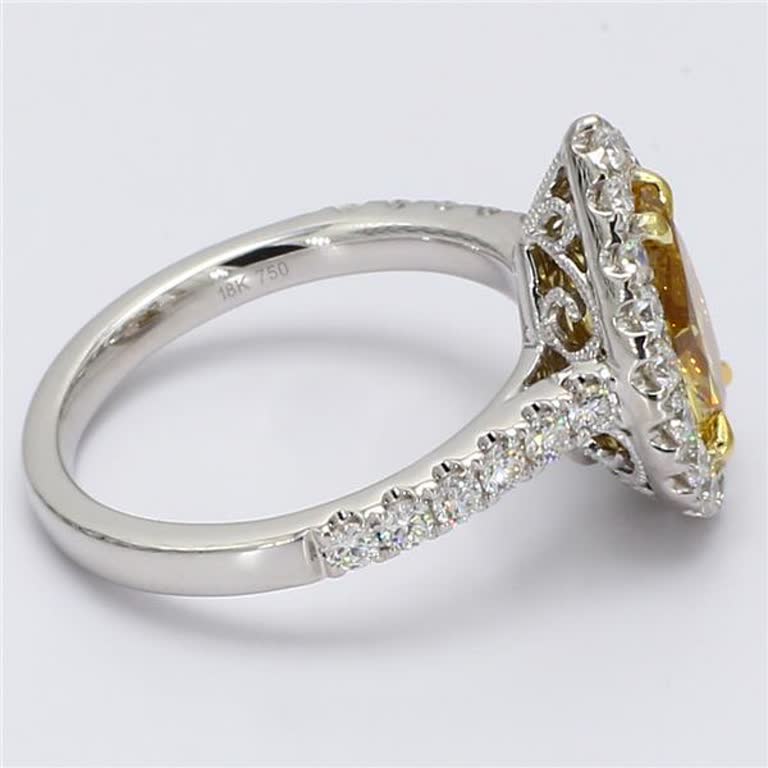 GIA Certified Natural Orange Pear and White Diamond 2.28 Carat TW Gold Ring