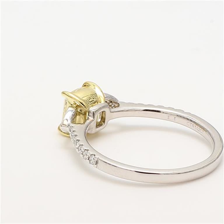 GIA Certified Natural Yellow Cushion and White Diamond 1.28 Carat TW Plat Ring