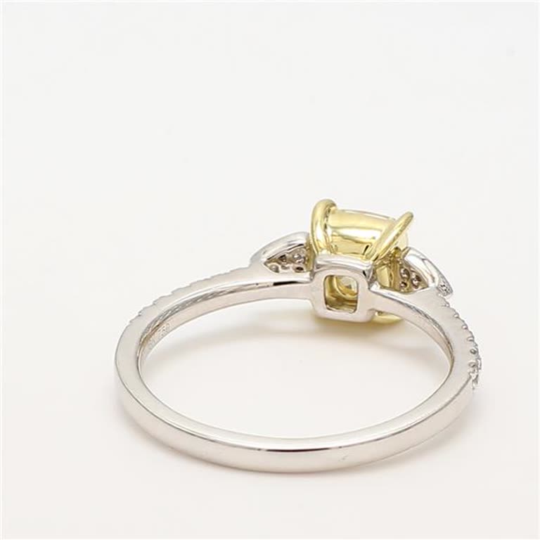 GIA Certified Natural Yellow Cushion and White Diamond 1.28 Carat TW Plat Ring