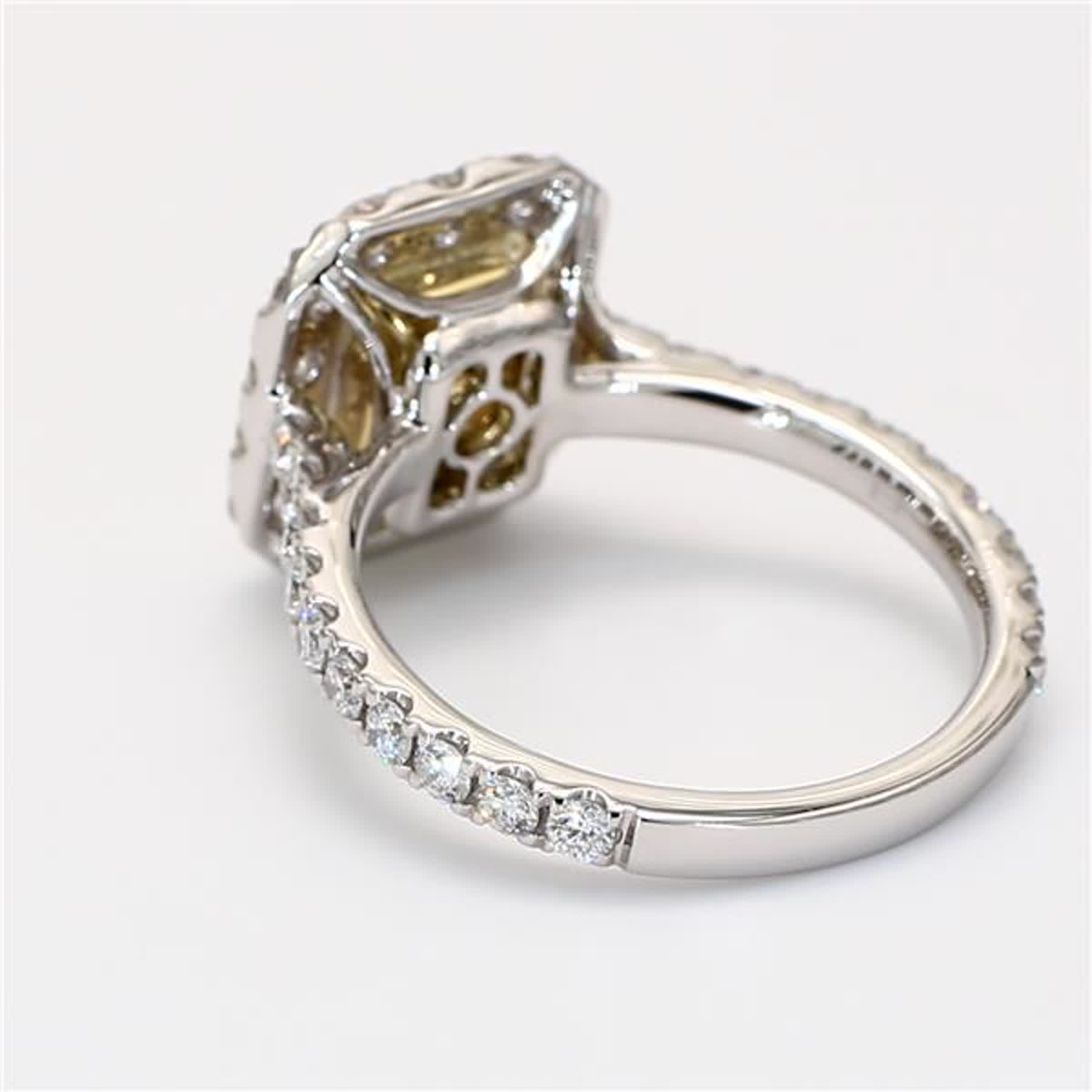 GIA Certified Natural Yellow Radiant and White Diamond 2.73 Carat TW Plat Ring