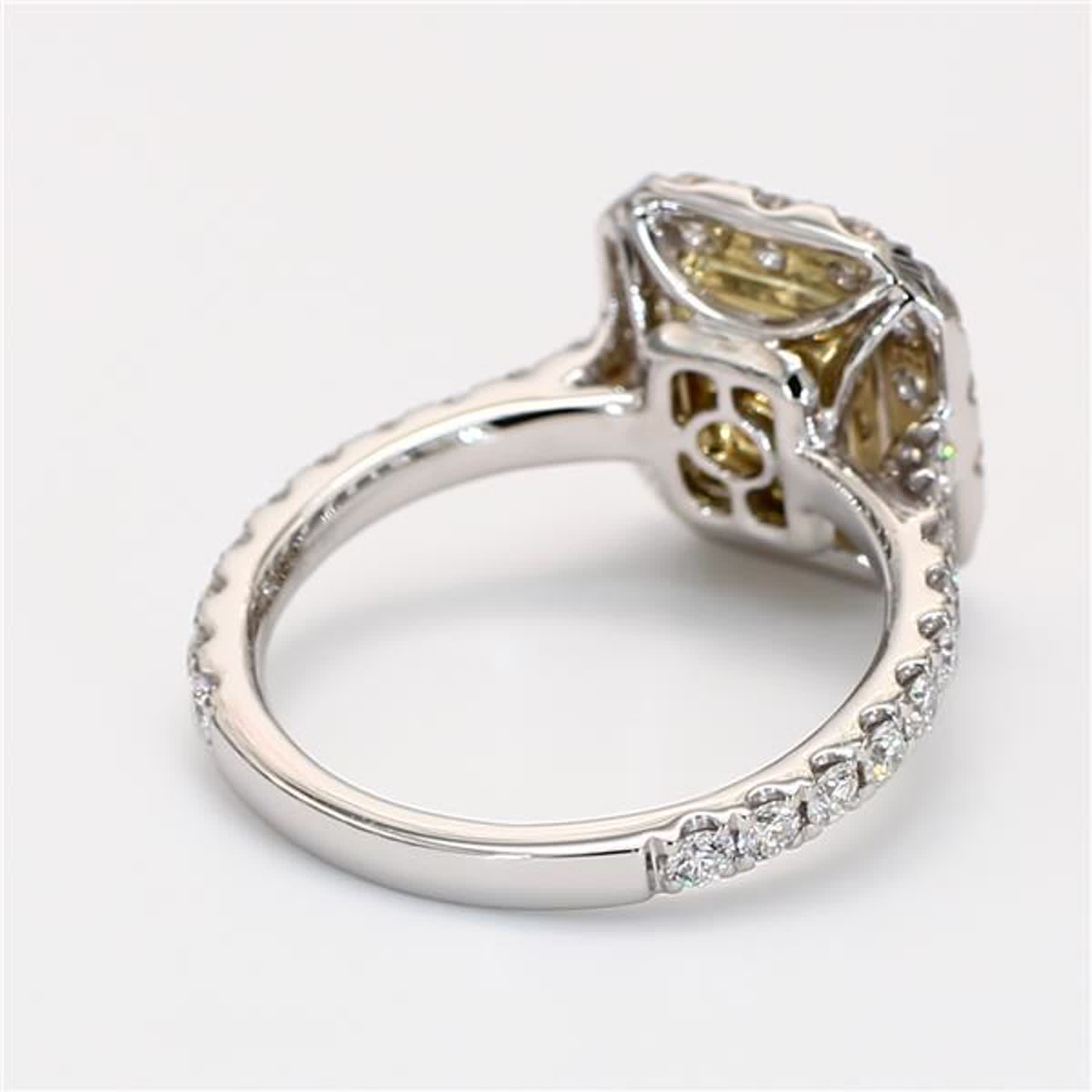 GIA Certified Natural Yellow Radiant and White Diamond 2.73 Carat TW Plat Ring