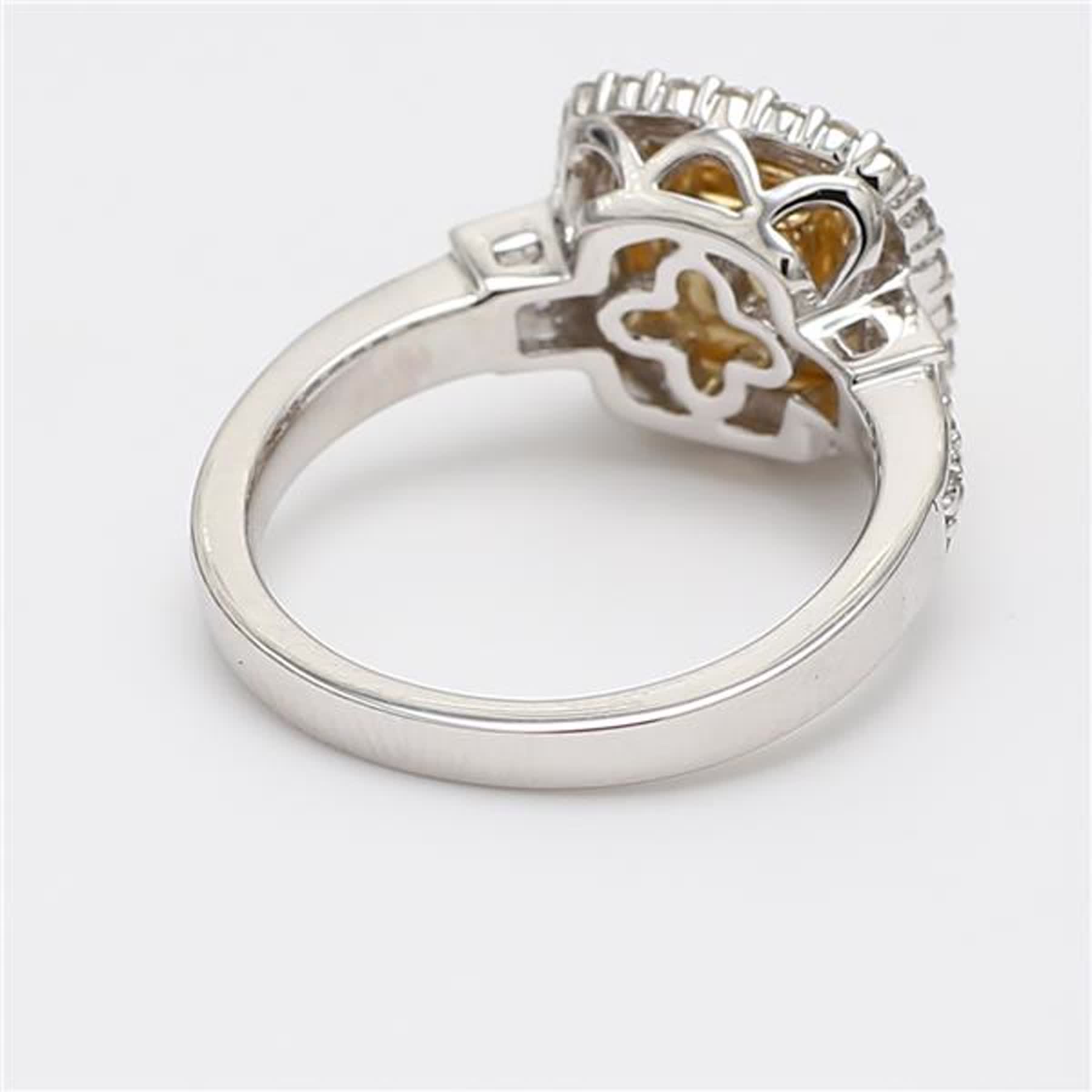 GIA Certified Natural Yellow Cushion and White Diamond 1.68 Carat TW Plat Ring