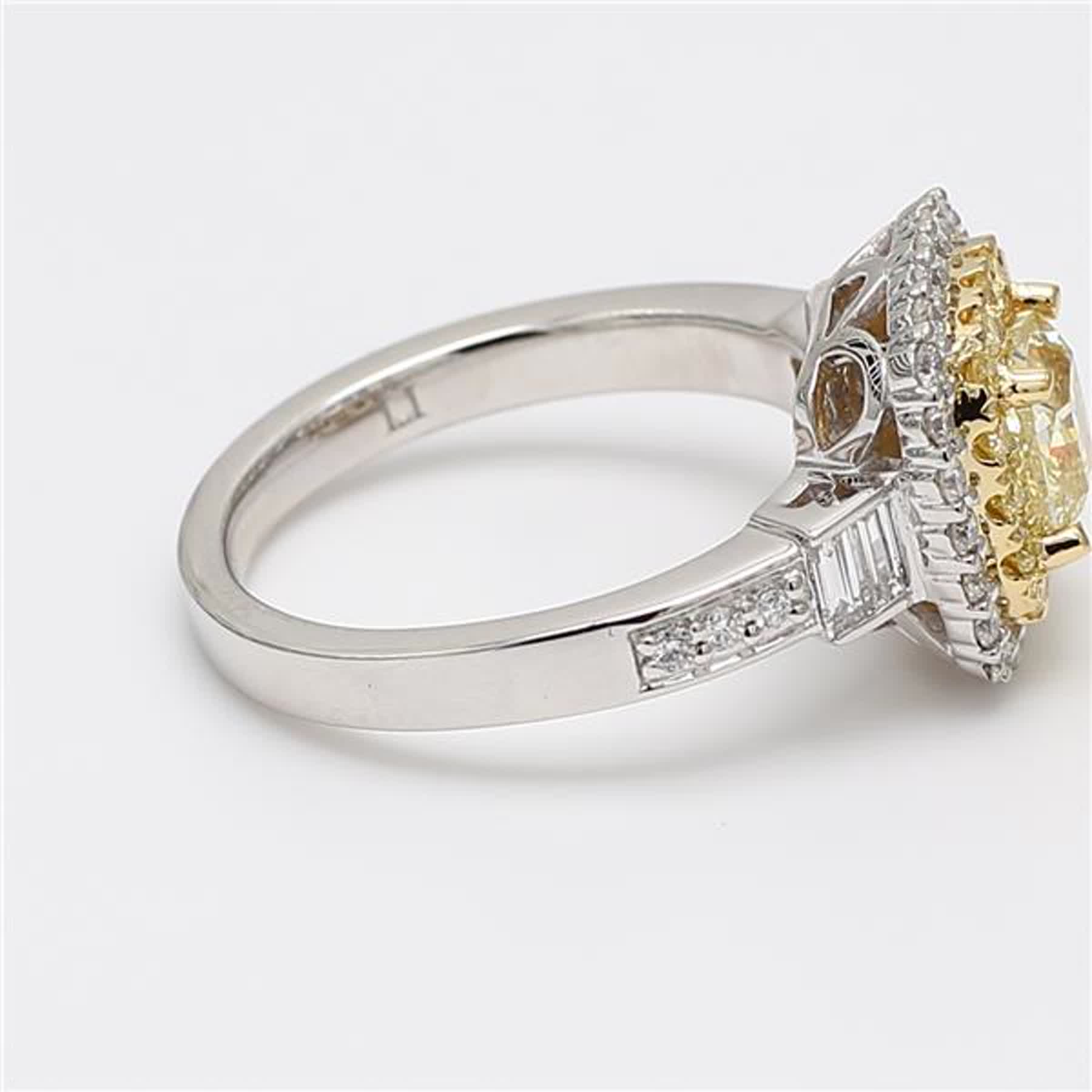 GIA Certified Natural Yellow Cushion and White Diamond 1.68 Carat TW Plat Ring