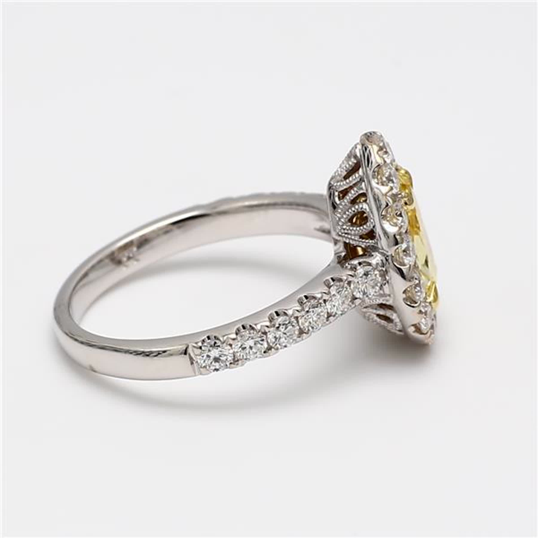 GIA Certified Natural Yellow Pear and White Diamond 1.90 Carat TW Gold Ring