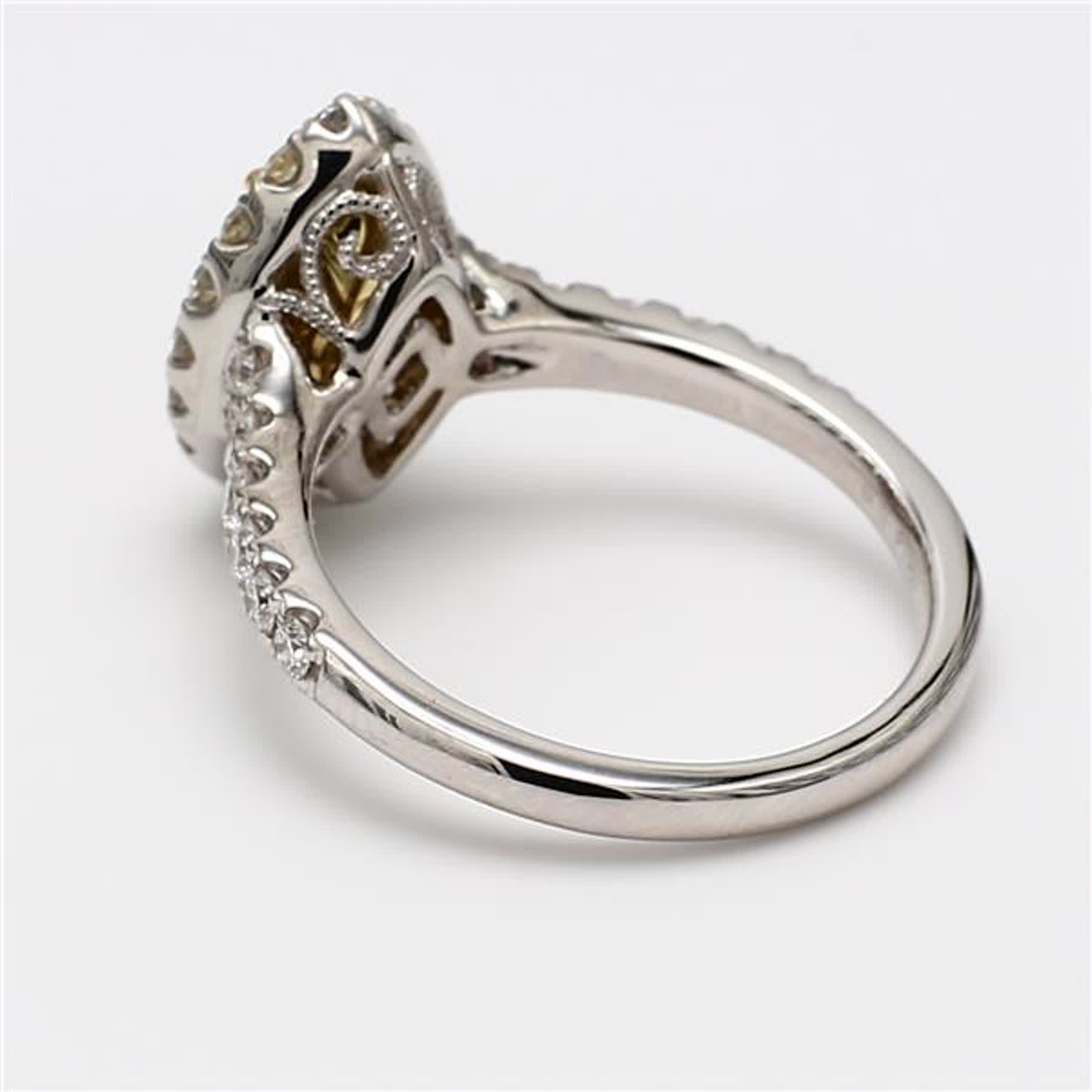 GIA Certified Natural Yellow Marquise and White Diamond 1.71 Carat TW Plat Ring