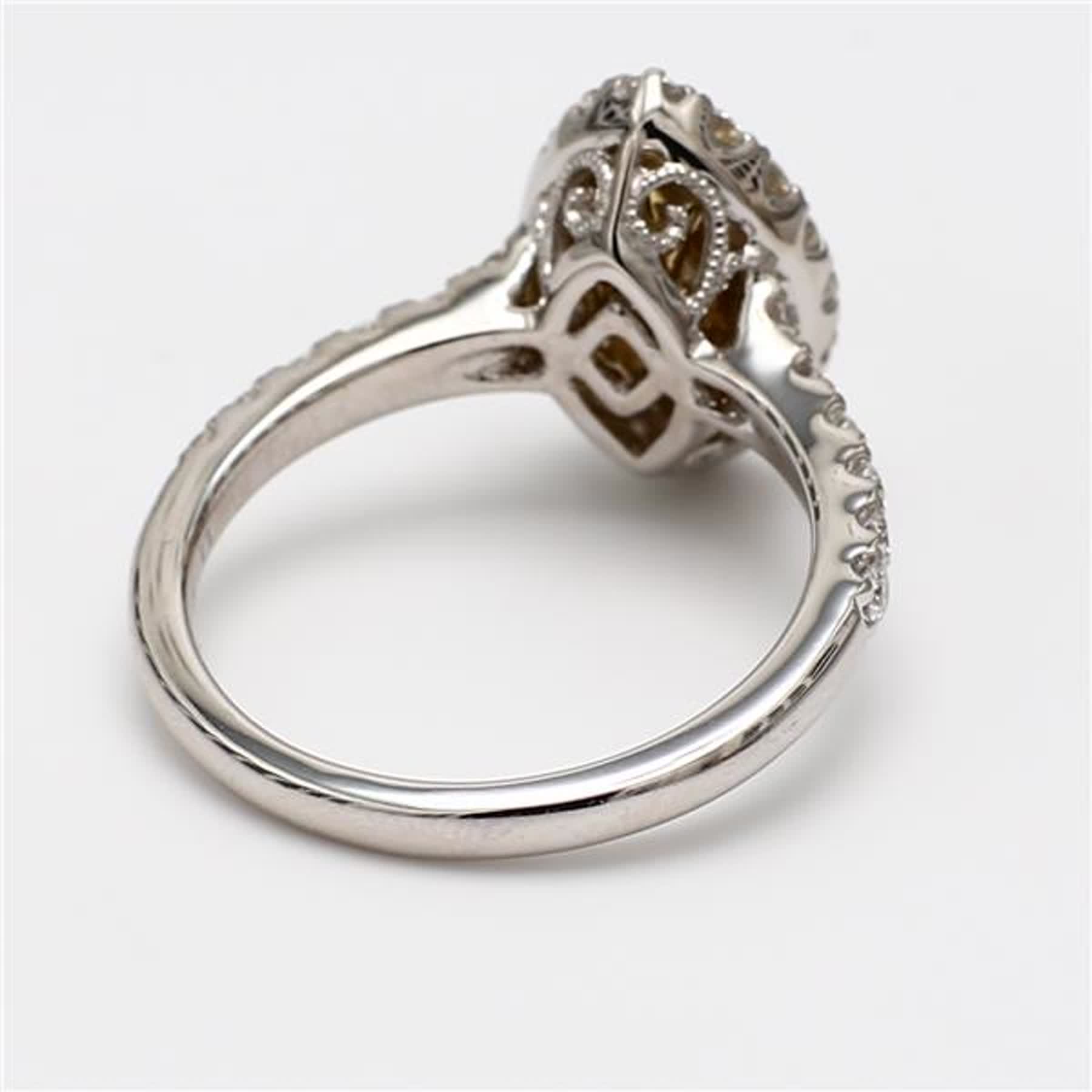 GIA Certified Natural Yellow Marquise and White Diamond 1.71 Carat TW Plat Ring