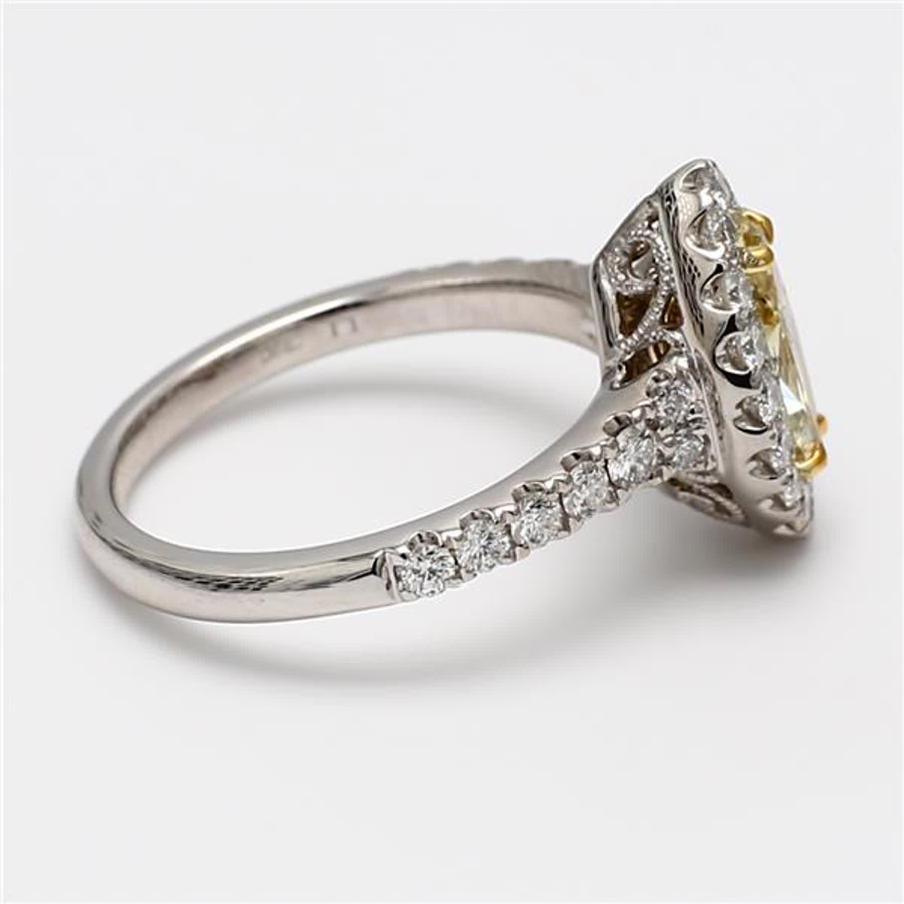 GIA Certified Natural Yellow Marquise and White Diamond 1.71 Carat TW Plat Ring