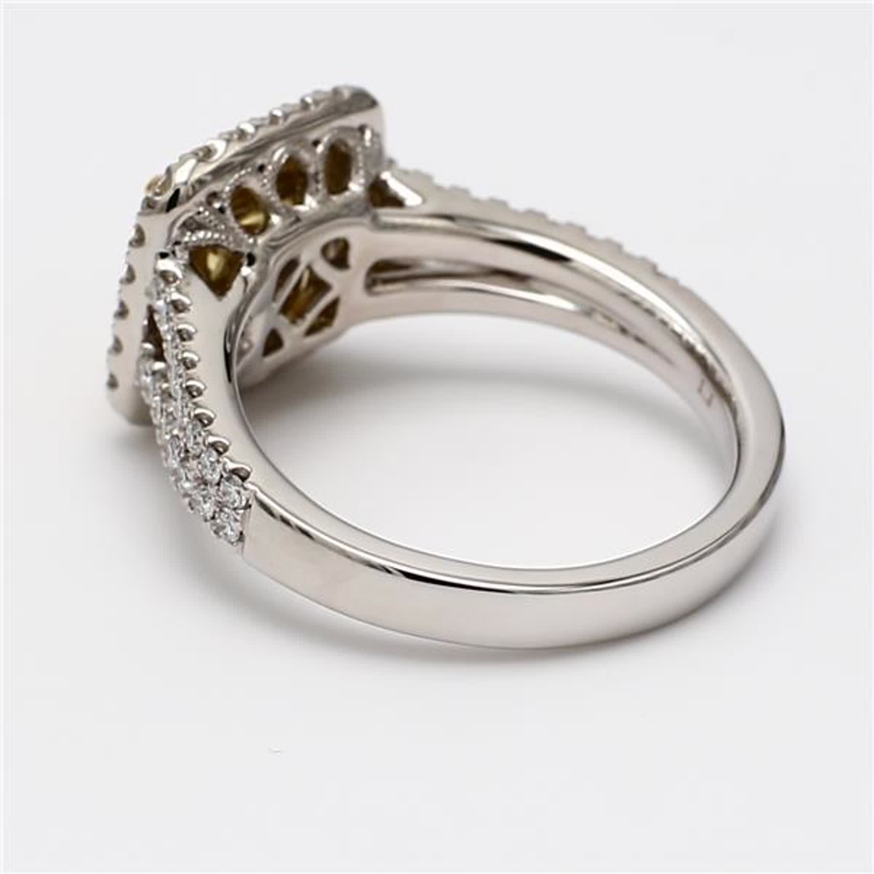 GIA Certified Natural Yellow Cushion and White Diamond 1.72 Carat TW Plat Ring