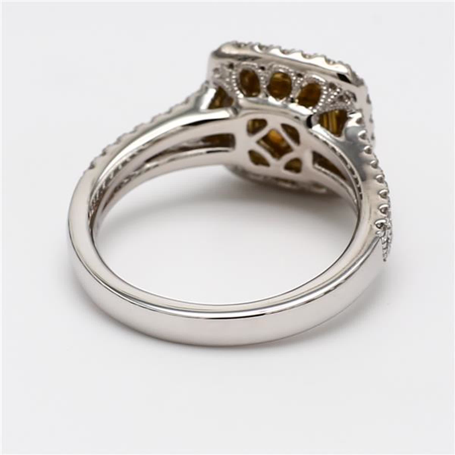 GIA Certified Natural Yellow Cushion and White Diamond 1.72 Carat TW Plat Ring