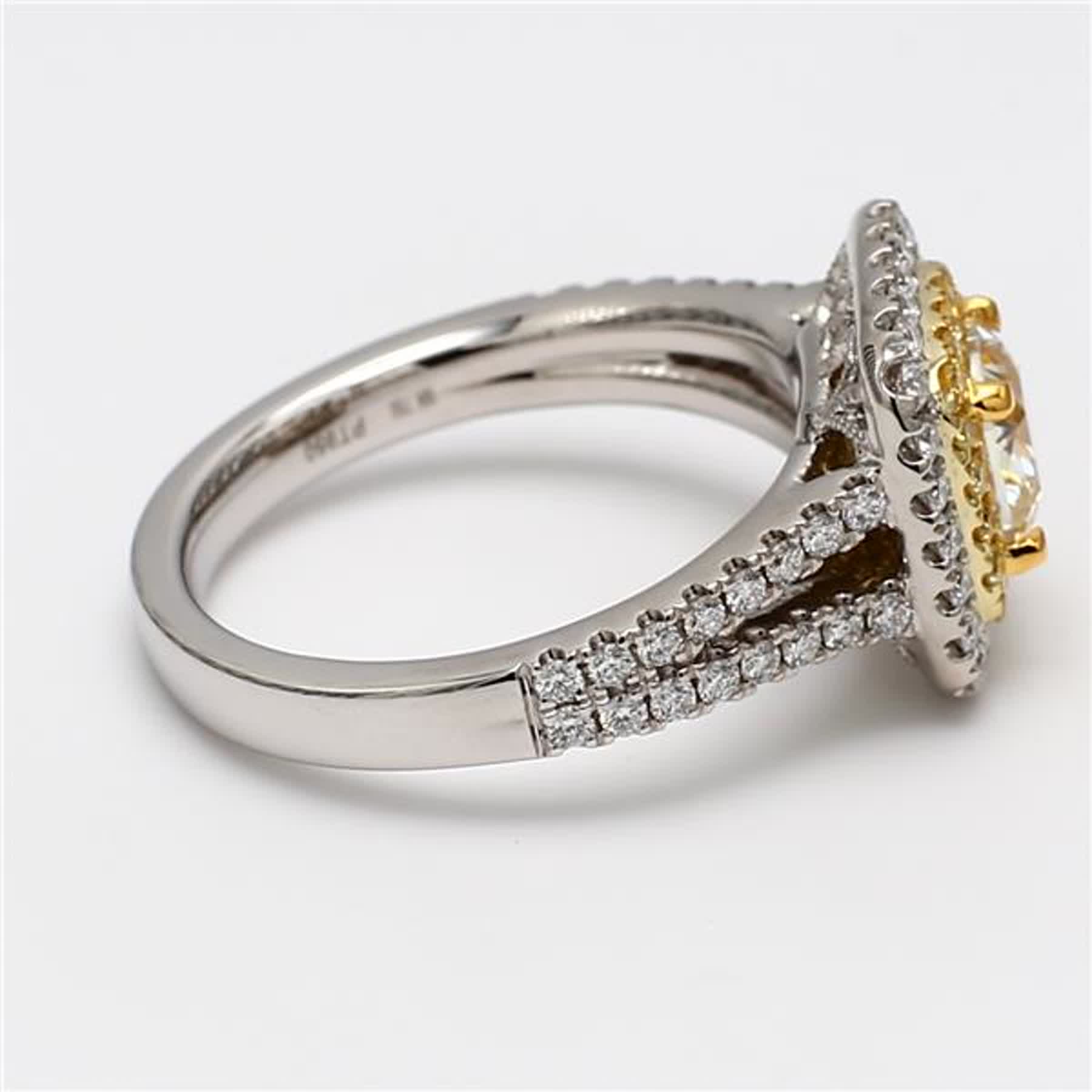 GIA Certified Natural Yellow Cushion and White Diamond 1.72 Carat TW Plat Ring