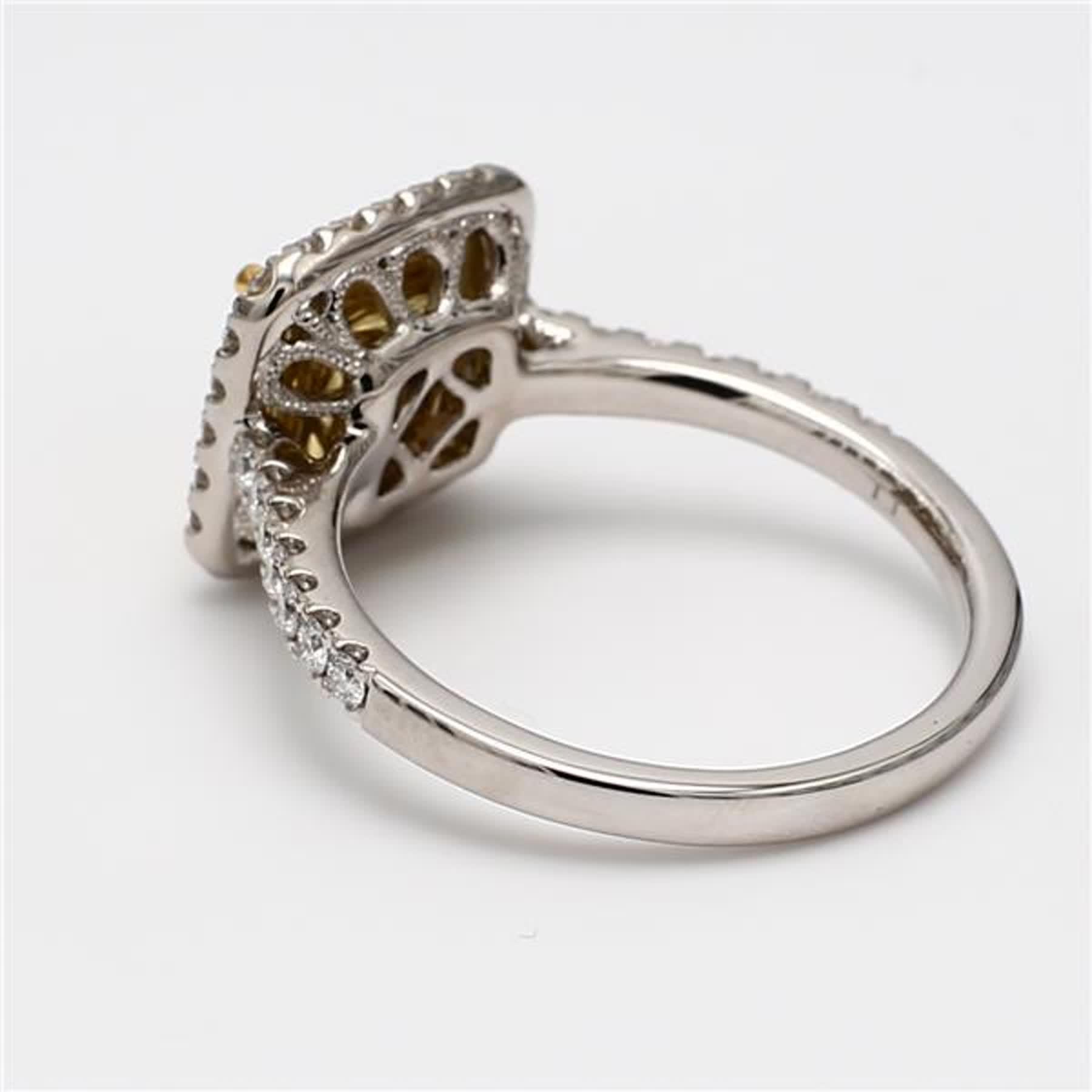 GIA Certified Natural Yellow Cushion and White Diamond 1.56 Carat TW Plat Ring