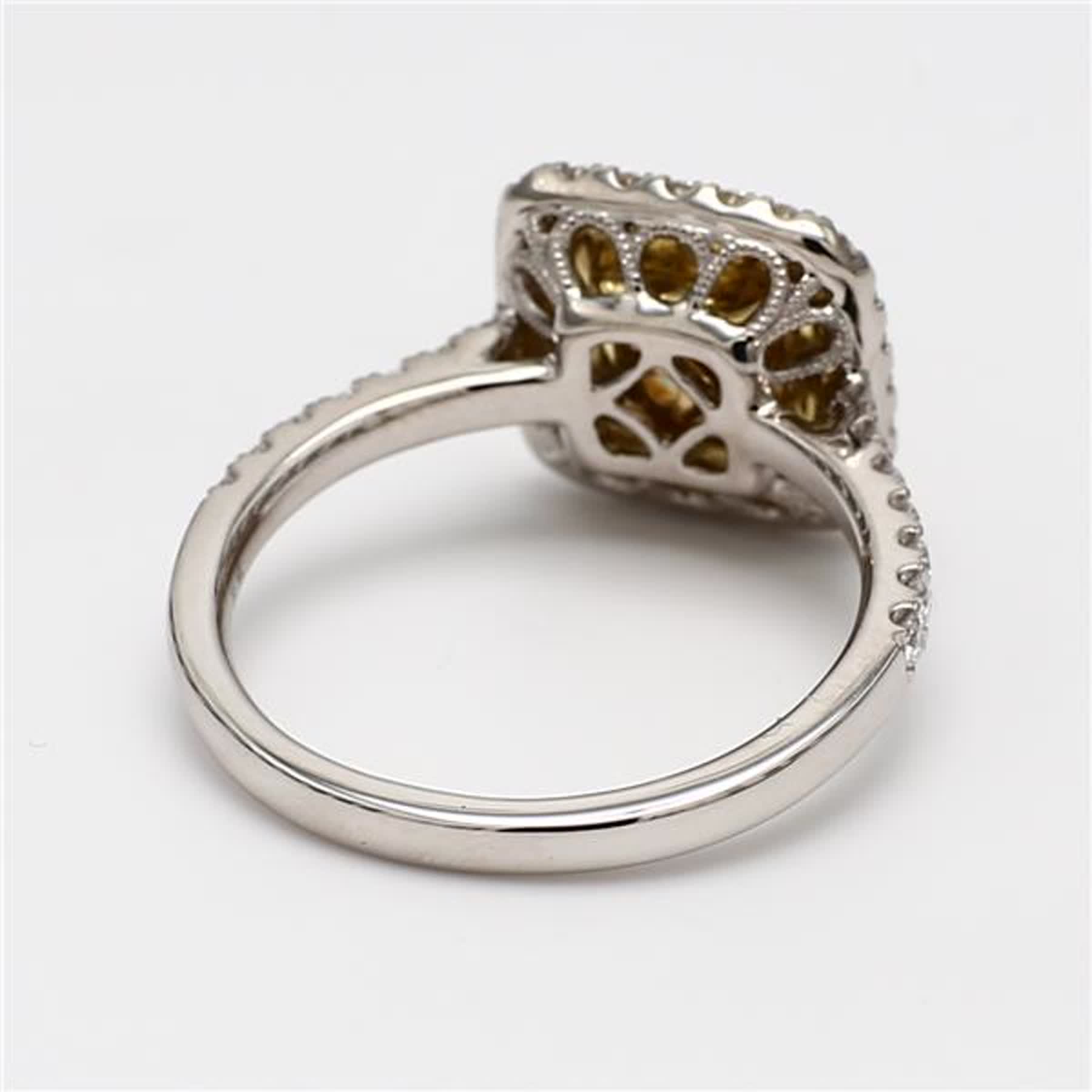 GIA Certified Natural Yellow Cushion and White Diamond 1.56 Carat TW Plat Ring