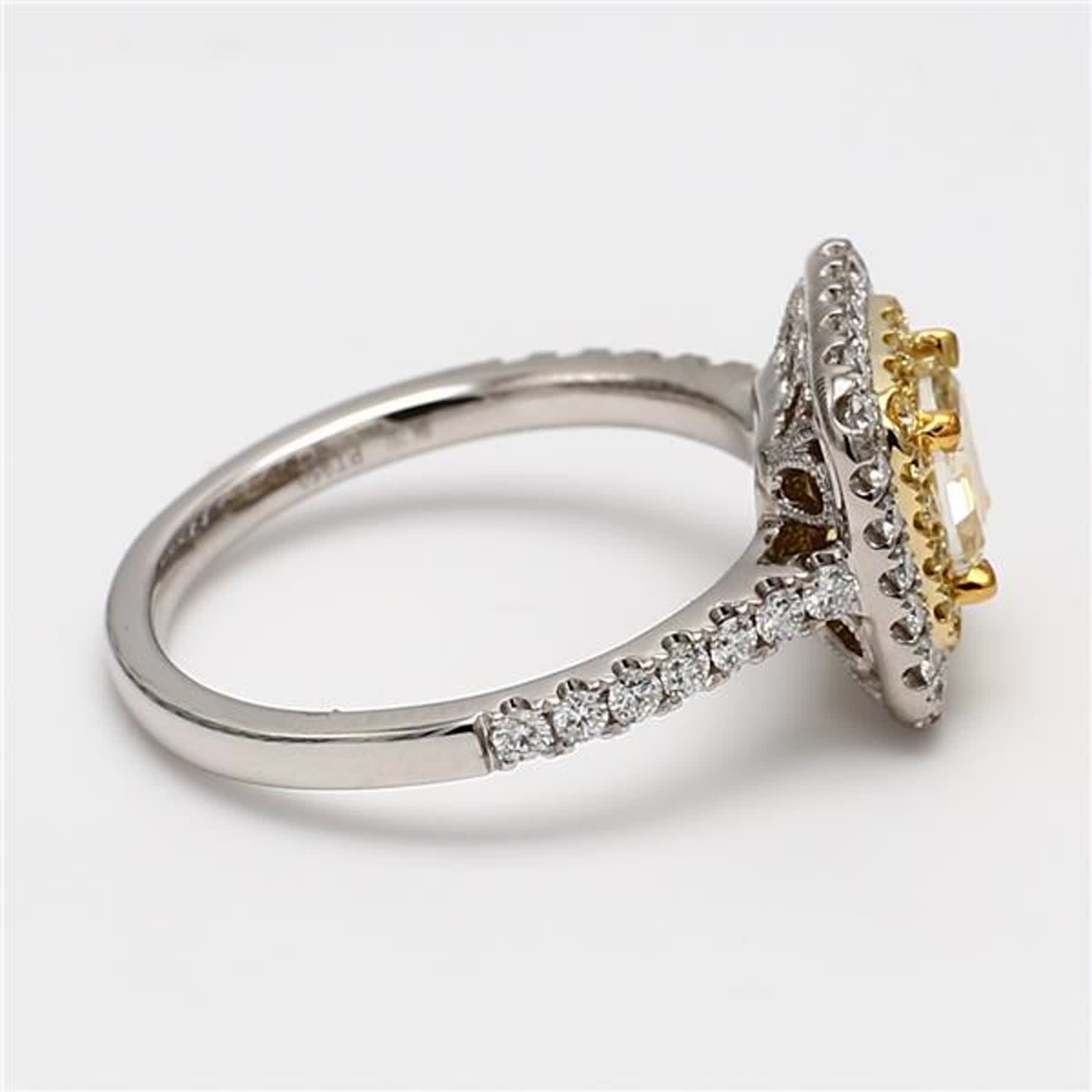 GIA Certified Natural Yellow Cushion and White Diamond 1.56 Carat TW Plat Ring