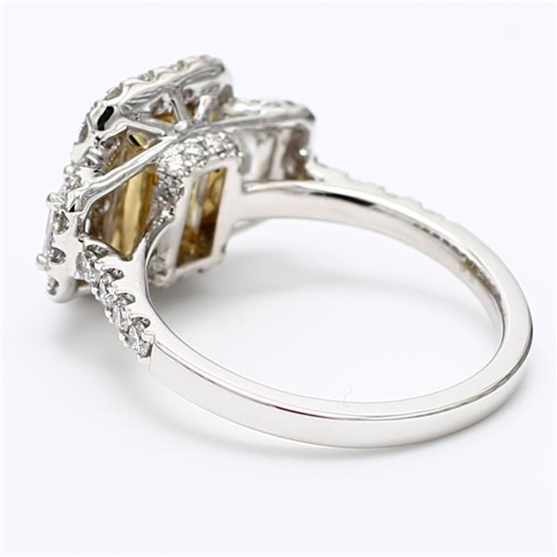 GIA Certified Natural Yellow Cushion and White Diamond 2.87 Carat TW Gold Ring