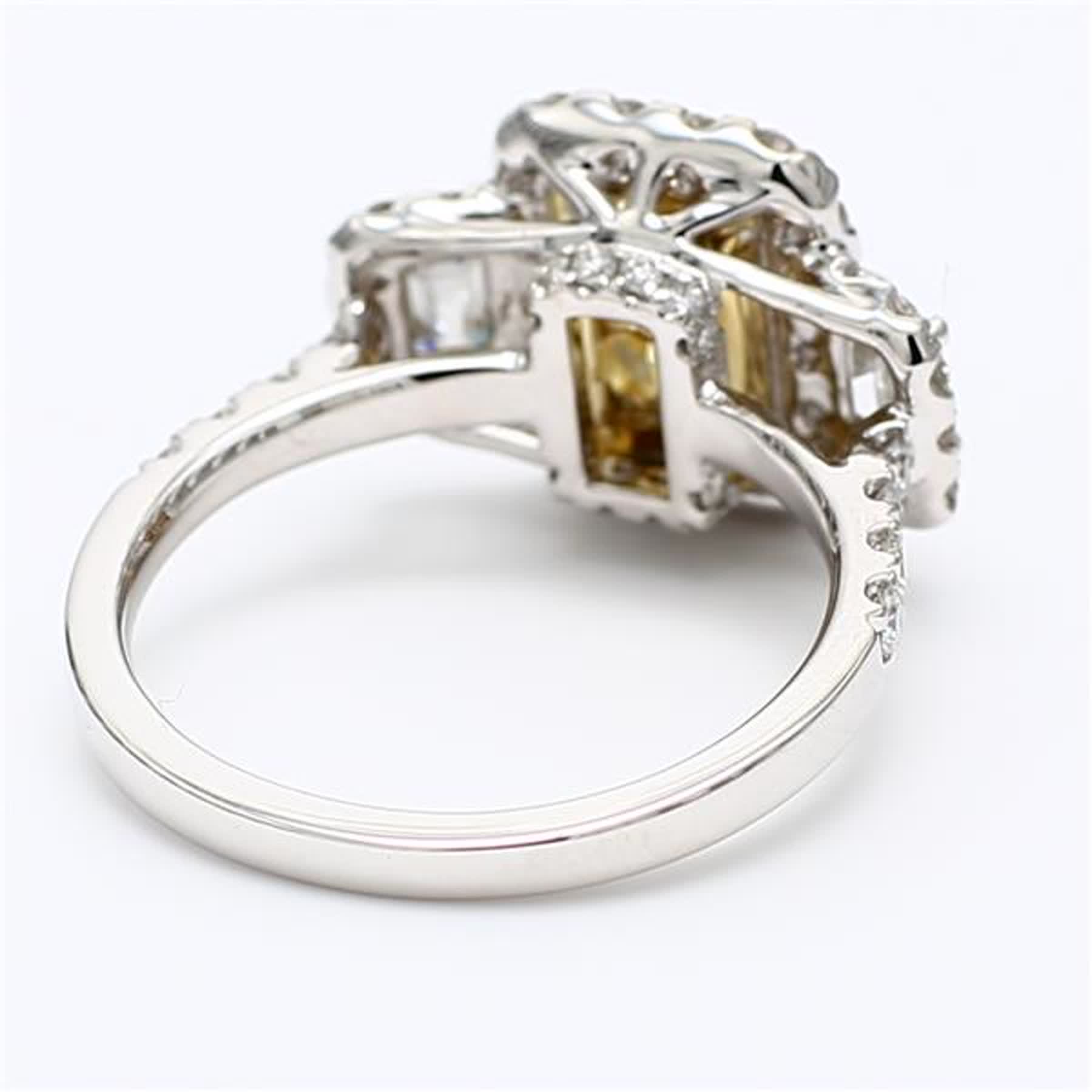GIA Certified Natural Yellow Cushion and White Diamond 2.87 Carat TW Gold Ring