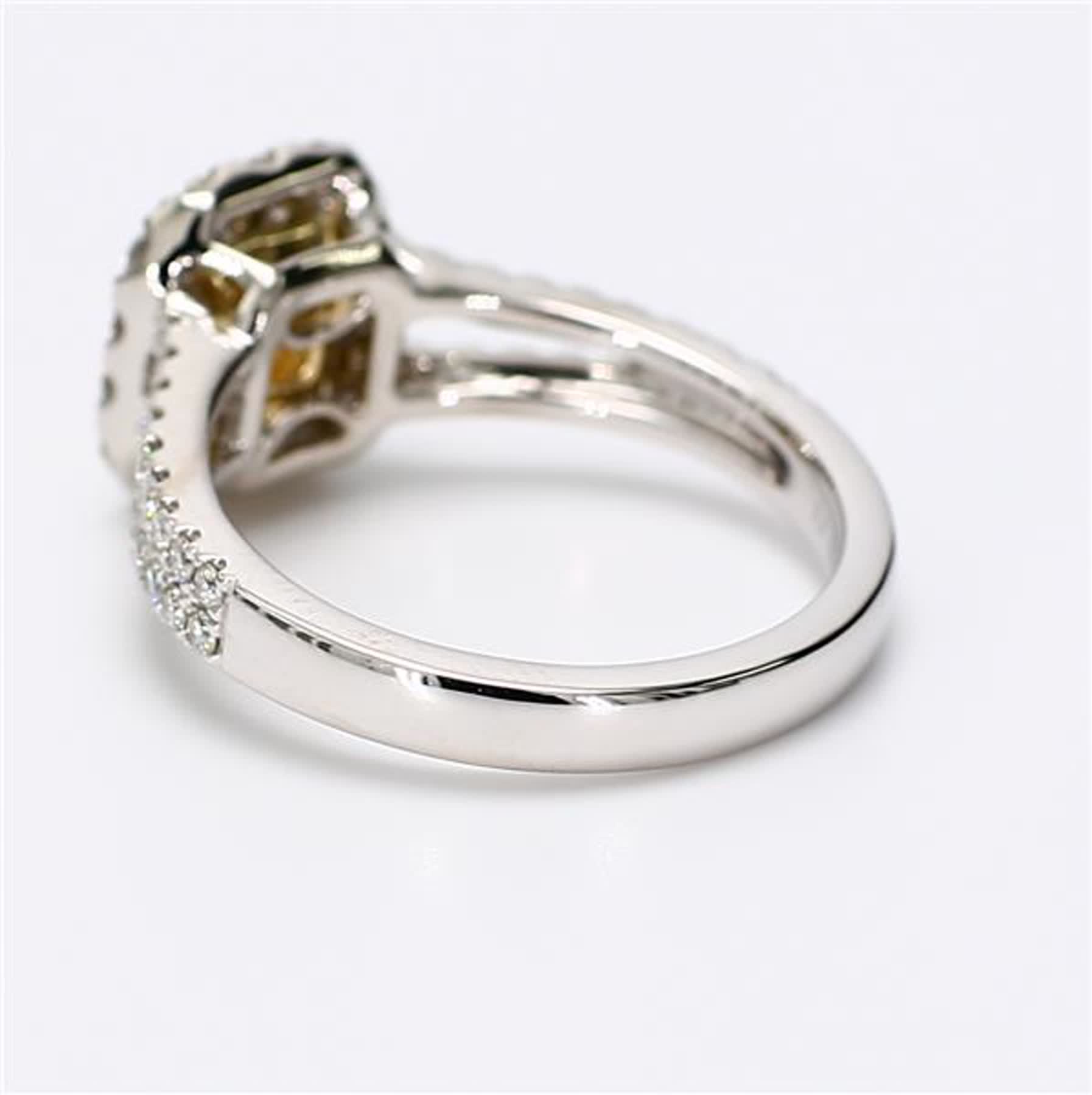 GIA Certified Natural Yellow Radiant and White Diamond 1.54 Carat TW Plat Ring