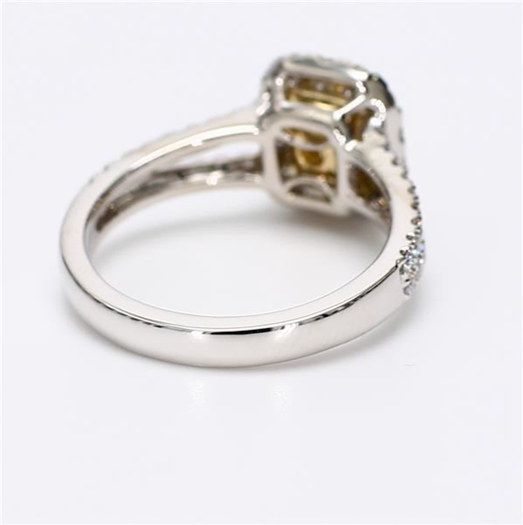 GIA Certified Natural Yellow Radiant and White Diamond 1.54 Carat TW Plat Ring