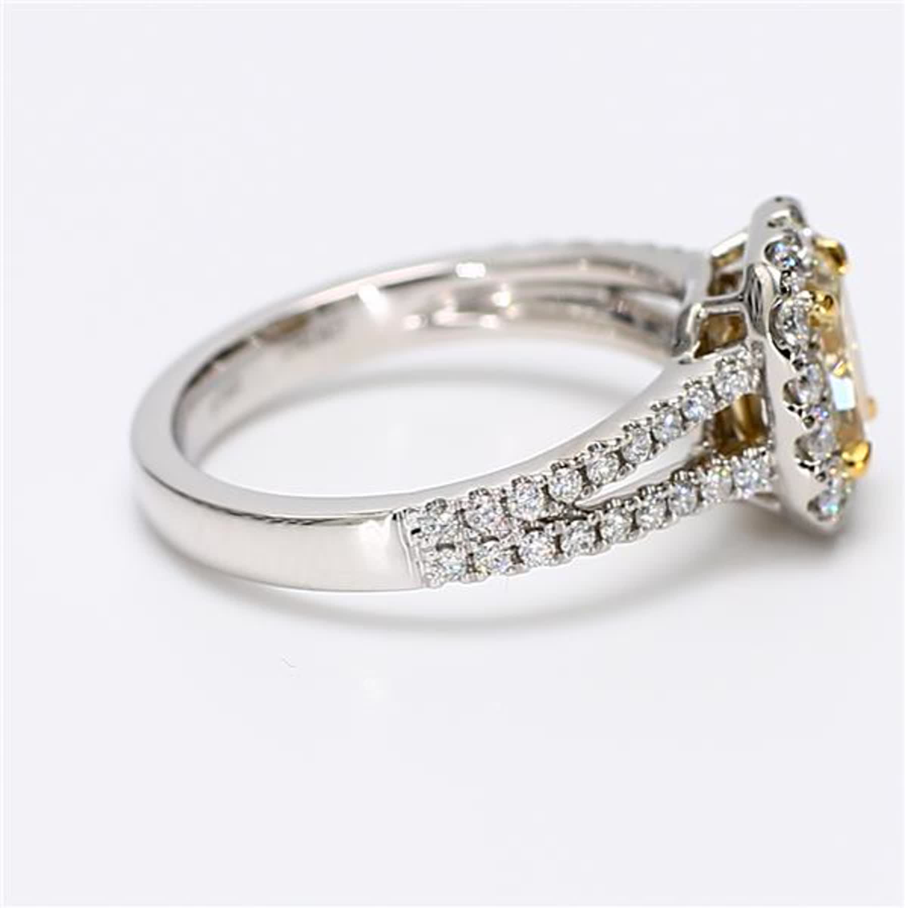 GIA Certified Natural Yellow Radiant and White Diamond 1.54 Carat TW Plat Ring