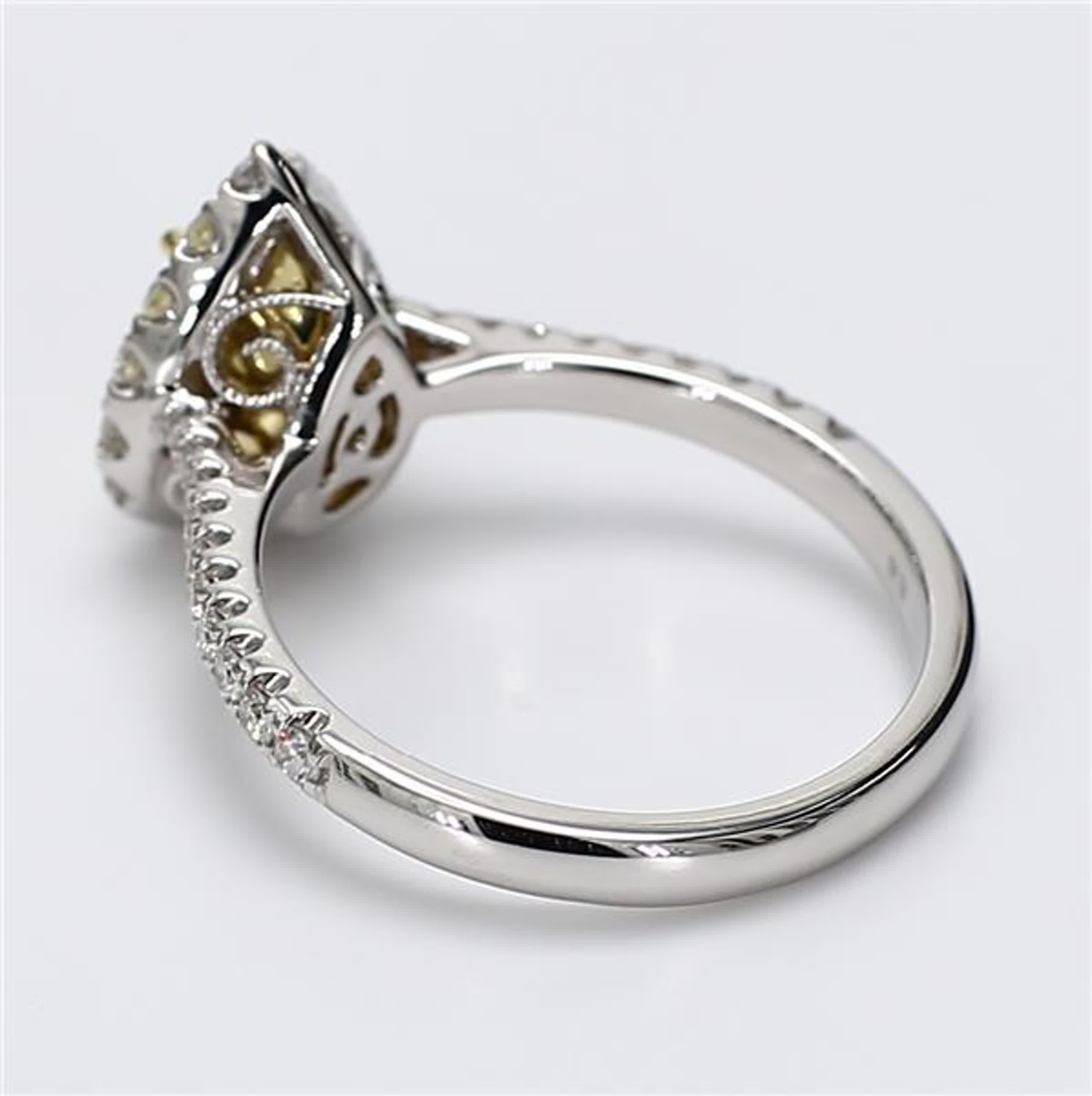 GIA Certified Natural Yellow Pear and White Diamond 1.50 Carat TW Gold Ring
