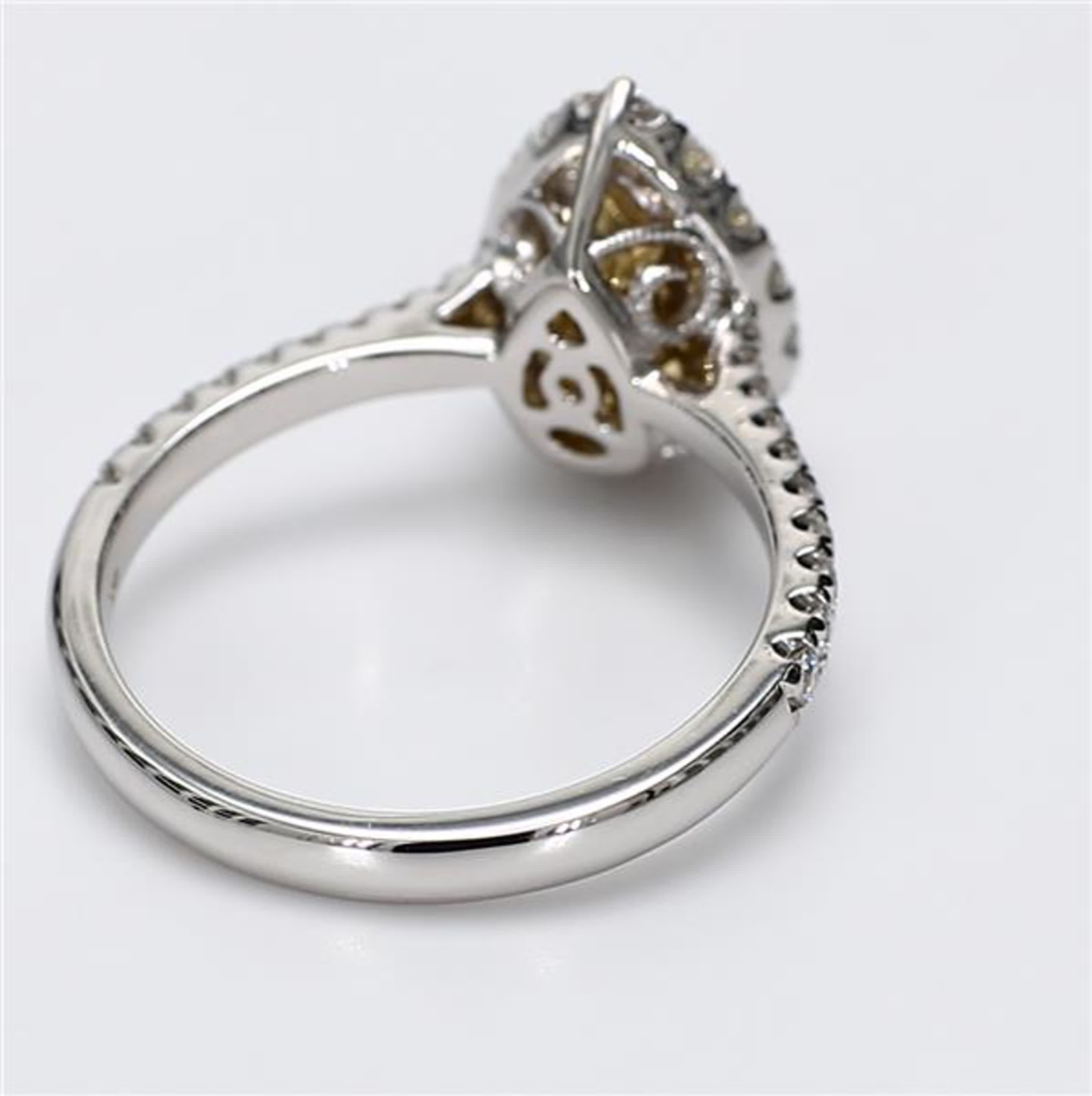 GIA Certified Natural Yellow Pear and White Diamond 1.50 Carat TW Gold Ring