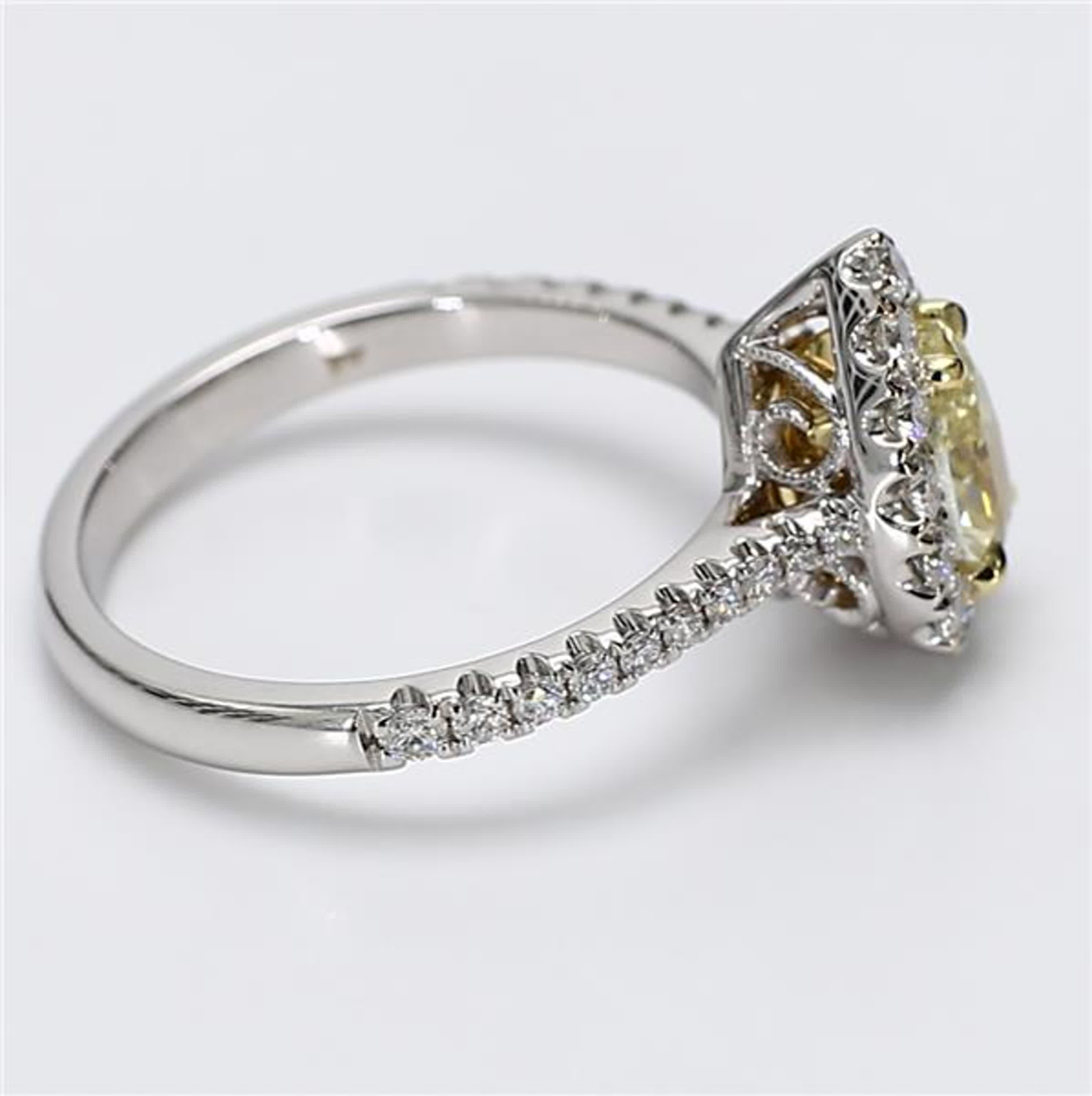 GIA Certified Natural Yellow Pear and White Diamond 1.50 Carat TW Gold Ring