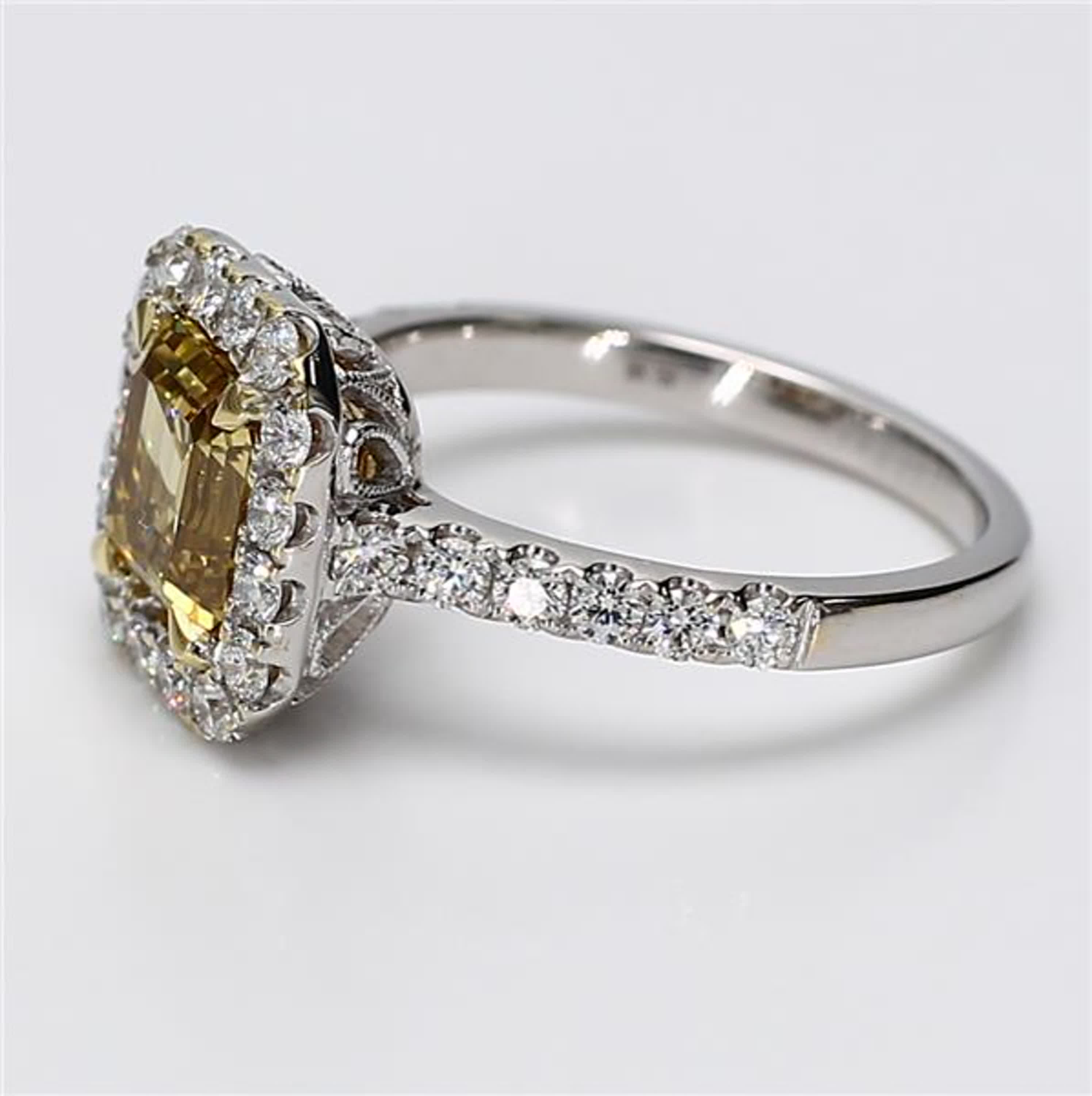 GIA Certified Natural Yellow Emerald Cut Diamond 2.37 Carat TW Gold Ring