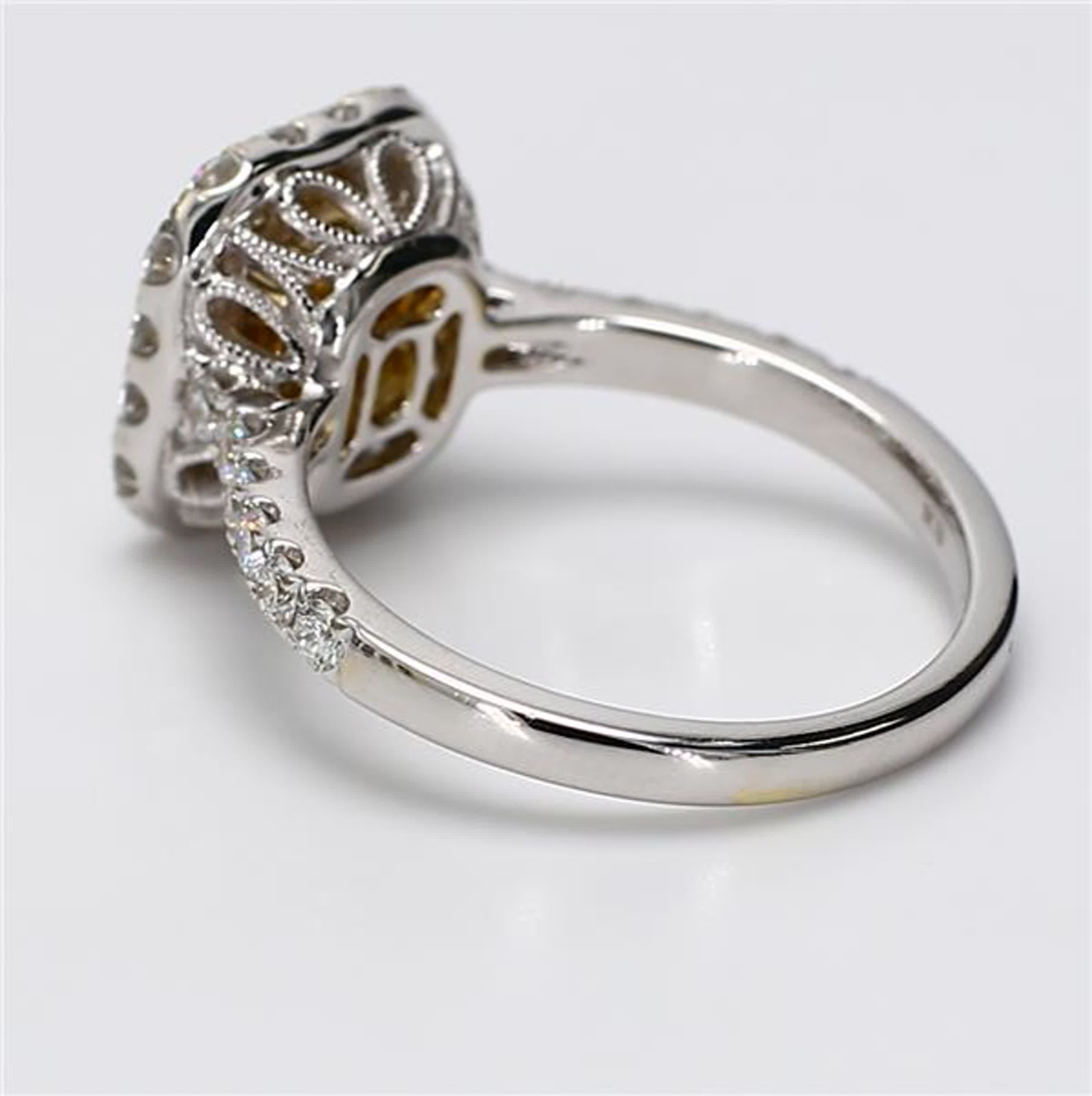 GIA Certified Natural Yellow Emerald Cut Diamond 2.37 Carat TW Gold Ring