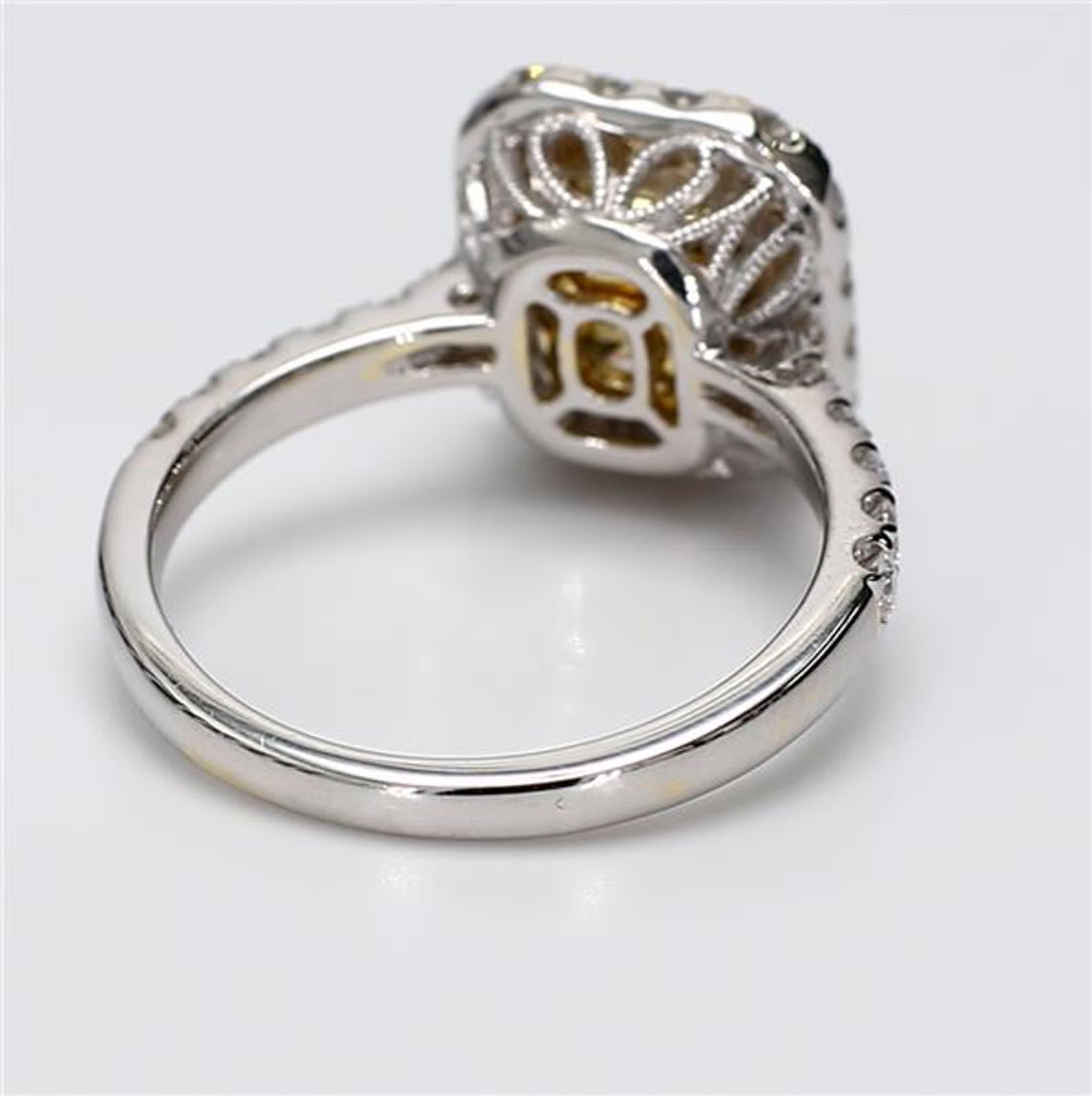 GIA Certified Natural Yellow Emerald Cut Diamond 2.37 Carat TW Gold Ring