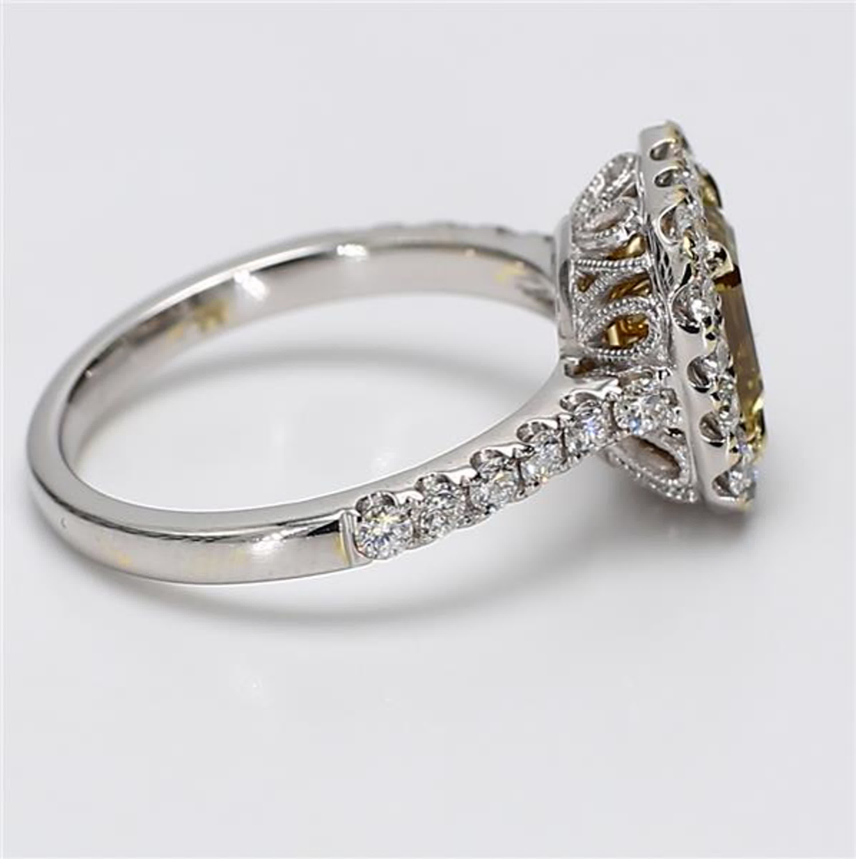 GIA Certified Natural Yellow Emerald Cut Diamond 2.37 Carat TW Gold Ring