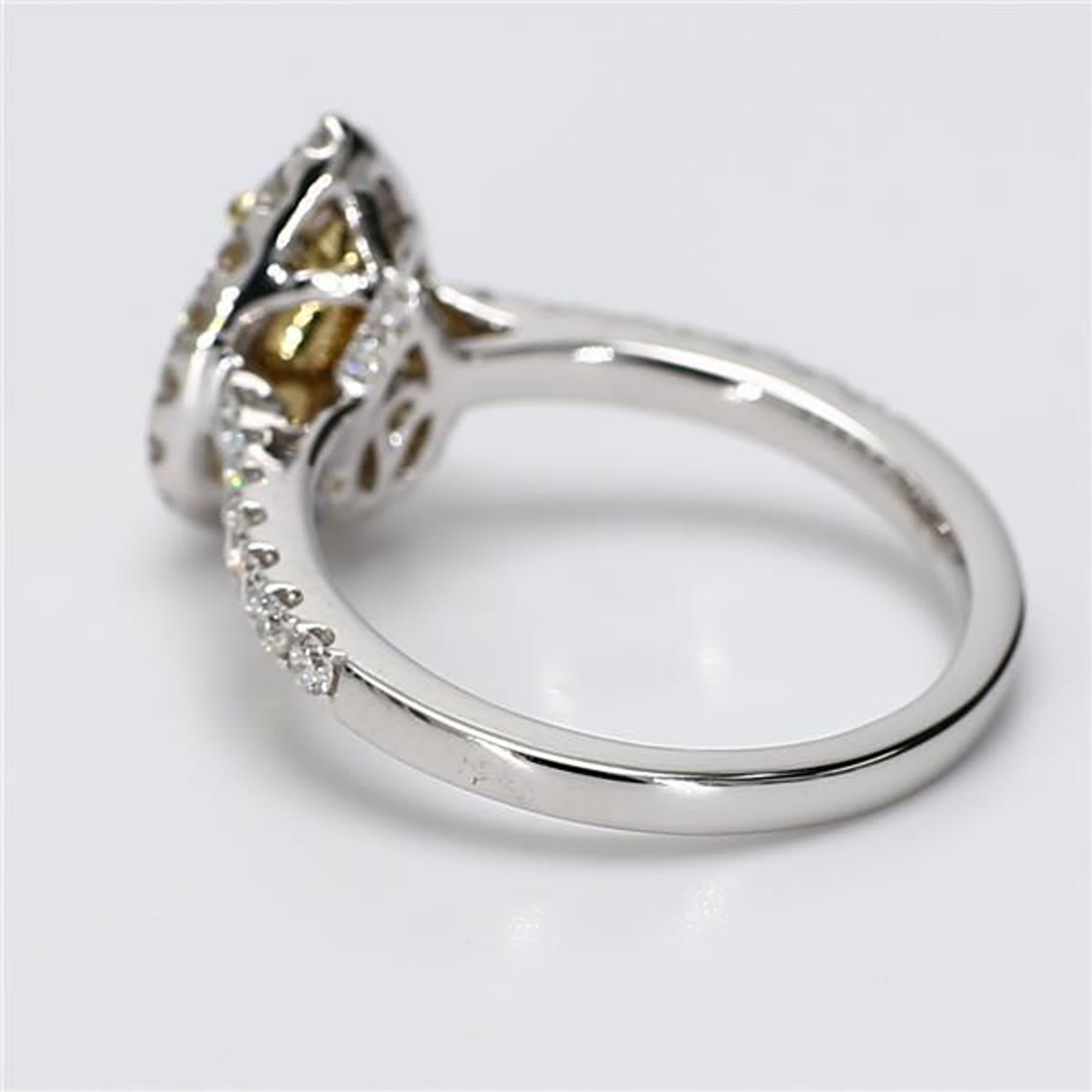 GIA Certified Natural Yellow Pear and White Diamond 1.69 Carat TW Gold Ring
