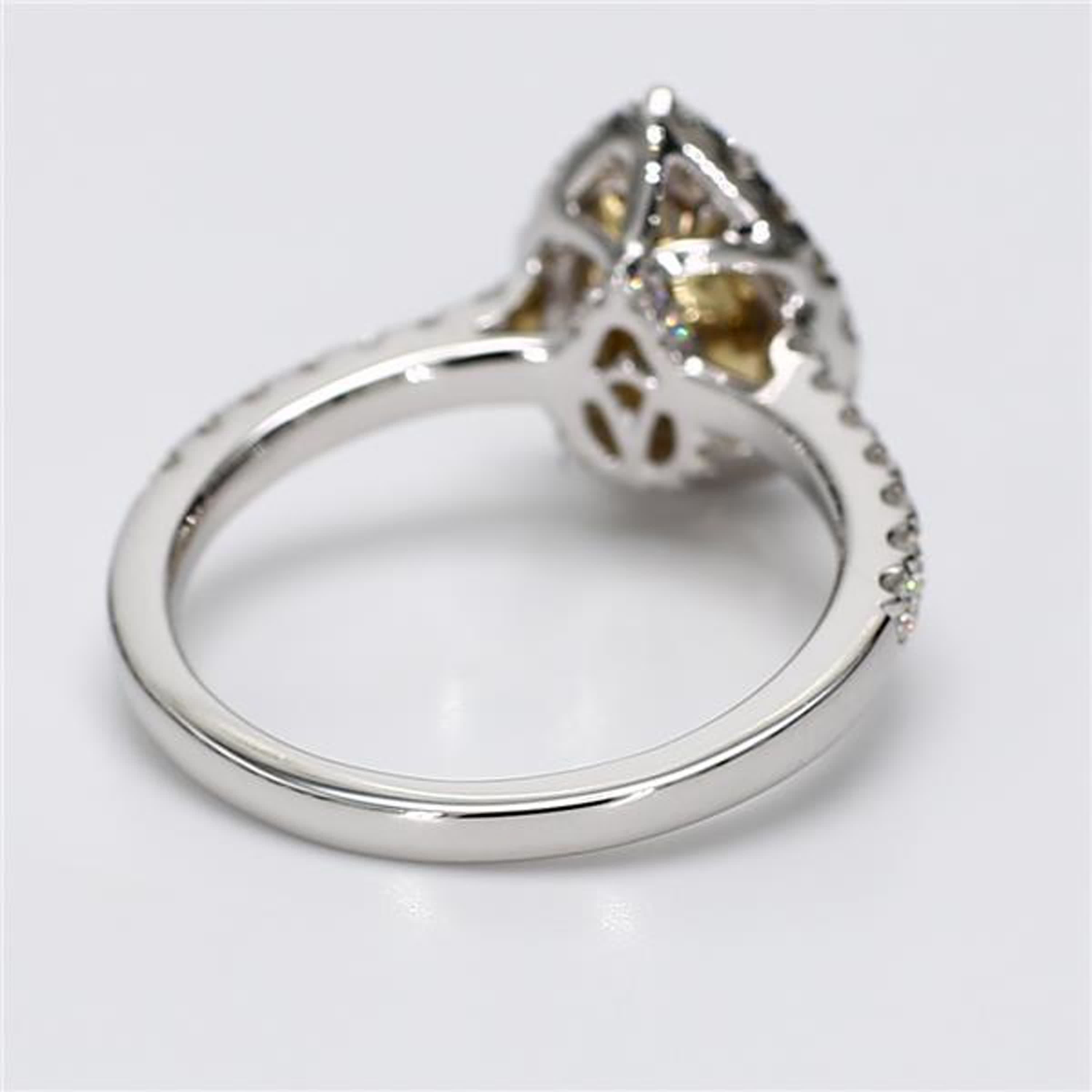 GIA Certified Natural Yellow Pear and White Diamond 1.69 Carat TW Gold Ring